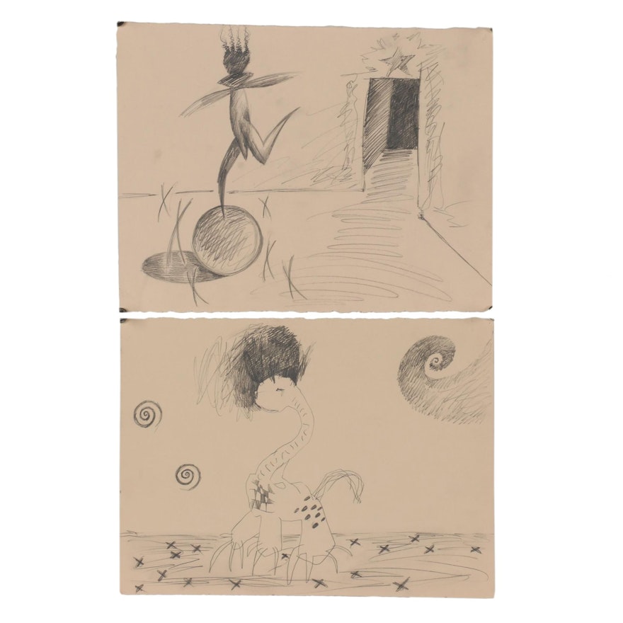 Merle Rosen Abstract Graphite Drawings