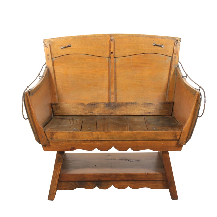 Antique Carriage or Sleigh Bench as a Hall Bench, 19th Century and Later