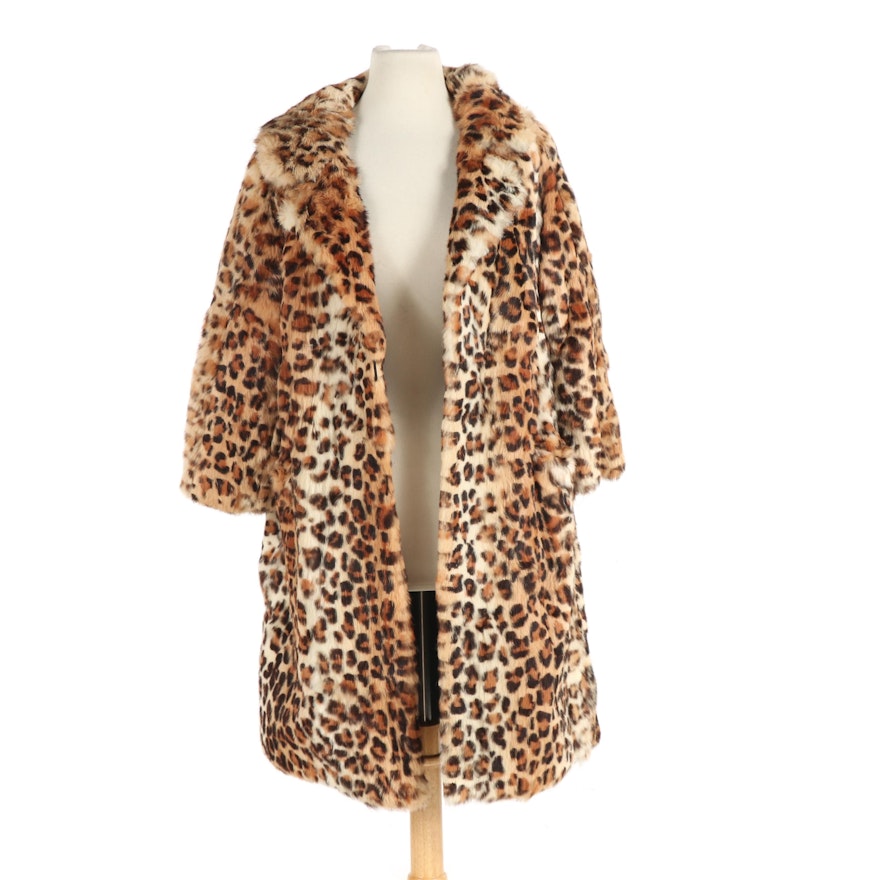 Ebner Haus Dyed Leopard Rabbit Fur Coat, 1970s Vintage