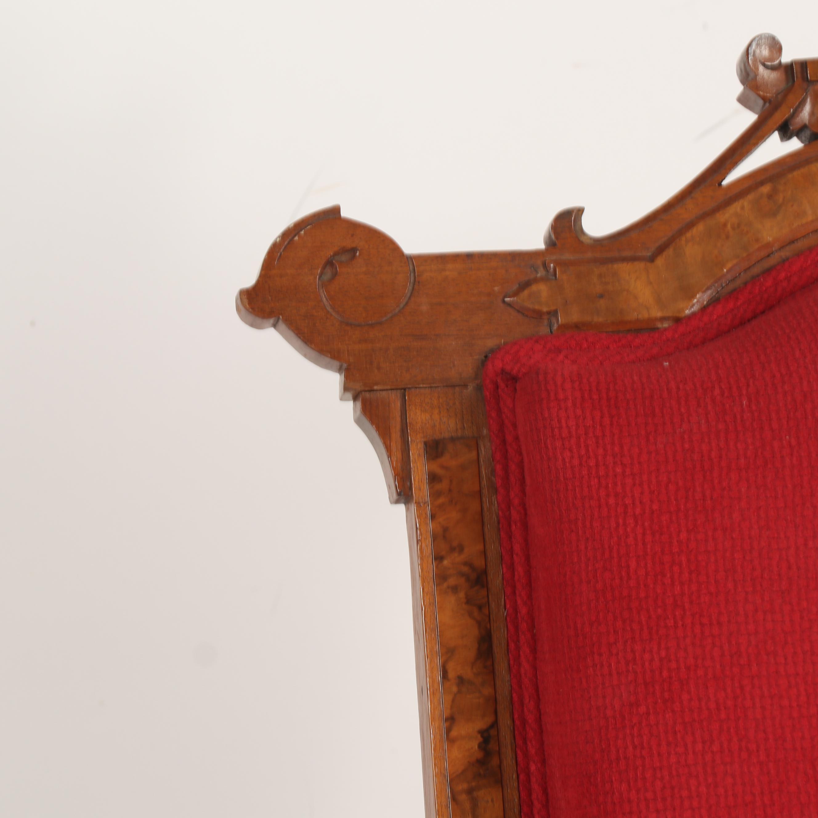 Victorian, Eastlake Style Walnut Upholstered Platform Rocking Chair, Circa 1890