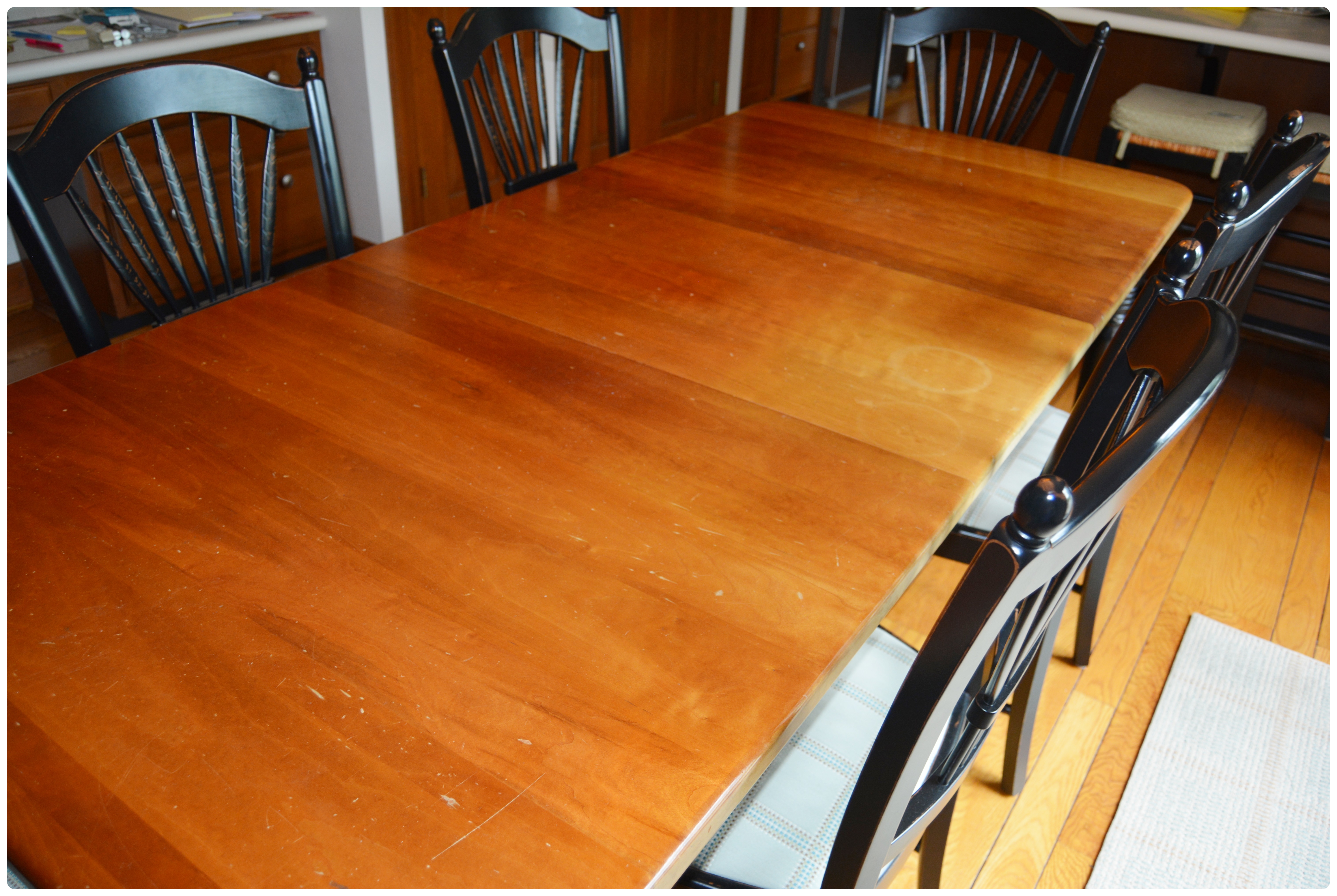 Lyndon Cherry and Black Painted Kitchen Table with Arhaus Black Dining Chairs