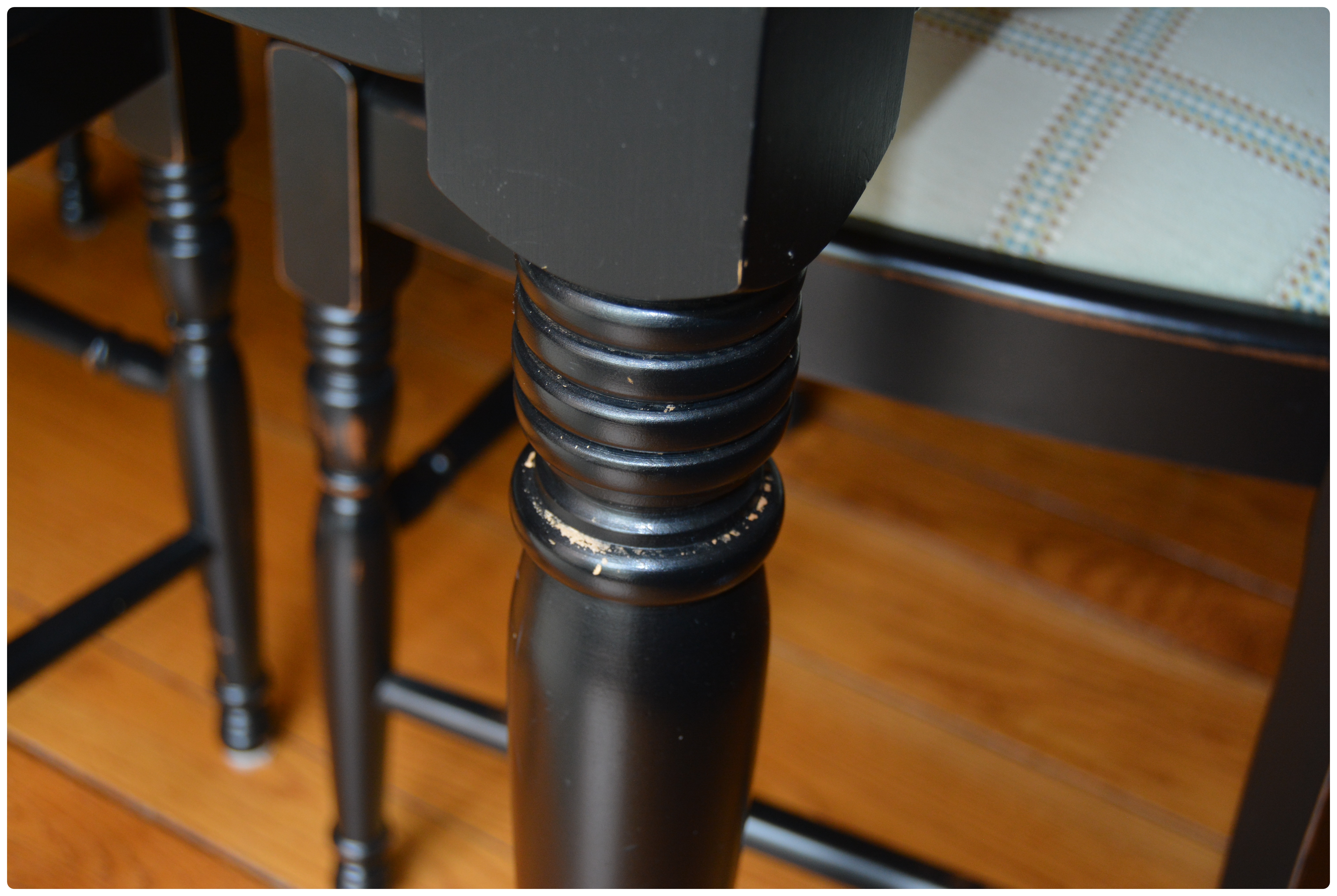 Lyndon Cherry and Black Painted Kitchen Table with Arhaus Black Dining Chairs
