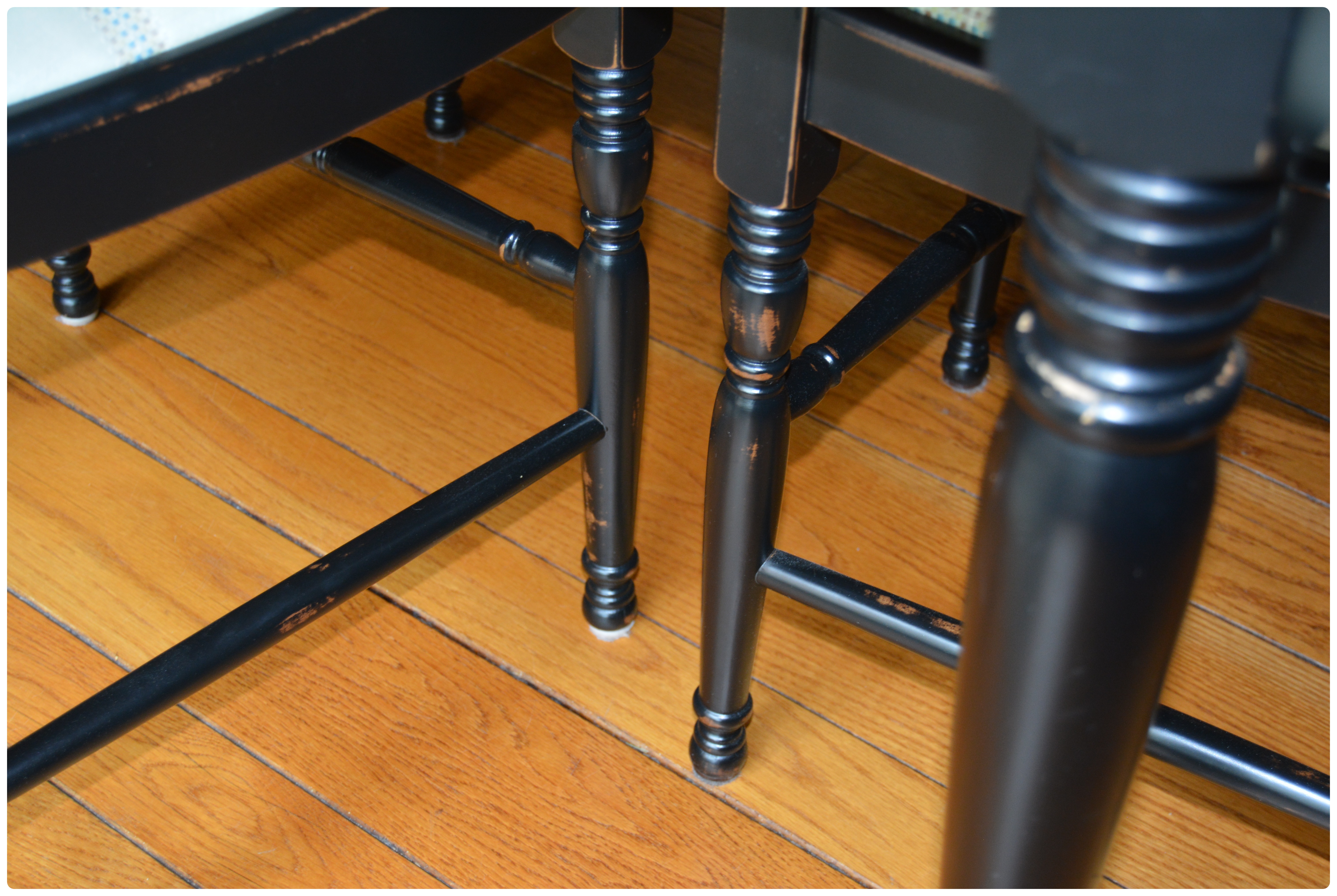 Lyndon Cherry and Black Painted Kitchen Table with Arhaus Black Dining Chairs