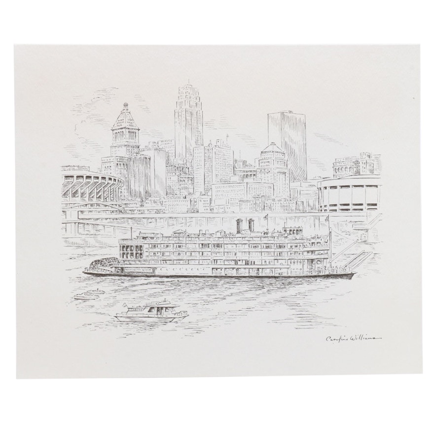 Lithograph After Caroline Williams "Our Changing Riverfront"