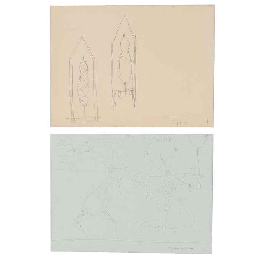 Merle Rosen Abstract Graphite Drawings