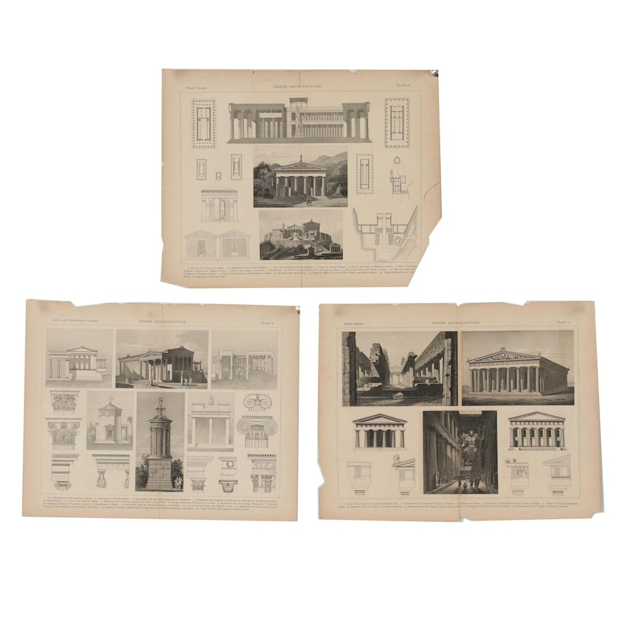 Late 19th Century Engravings from "Greek Architecture"