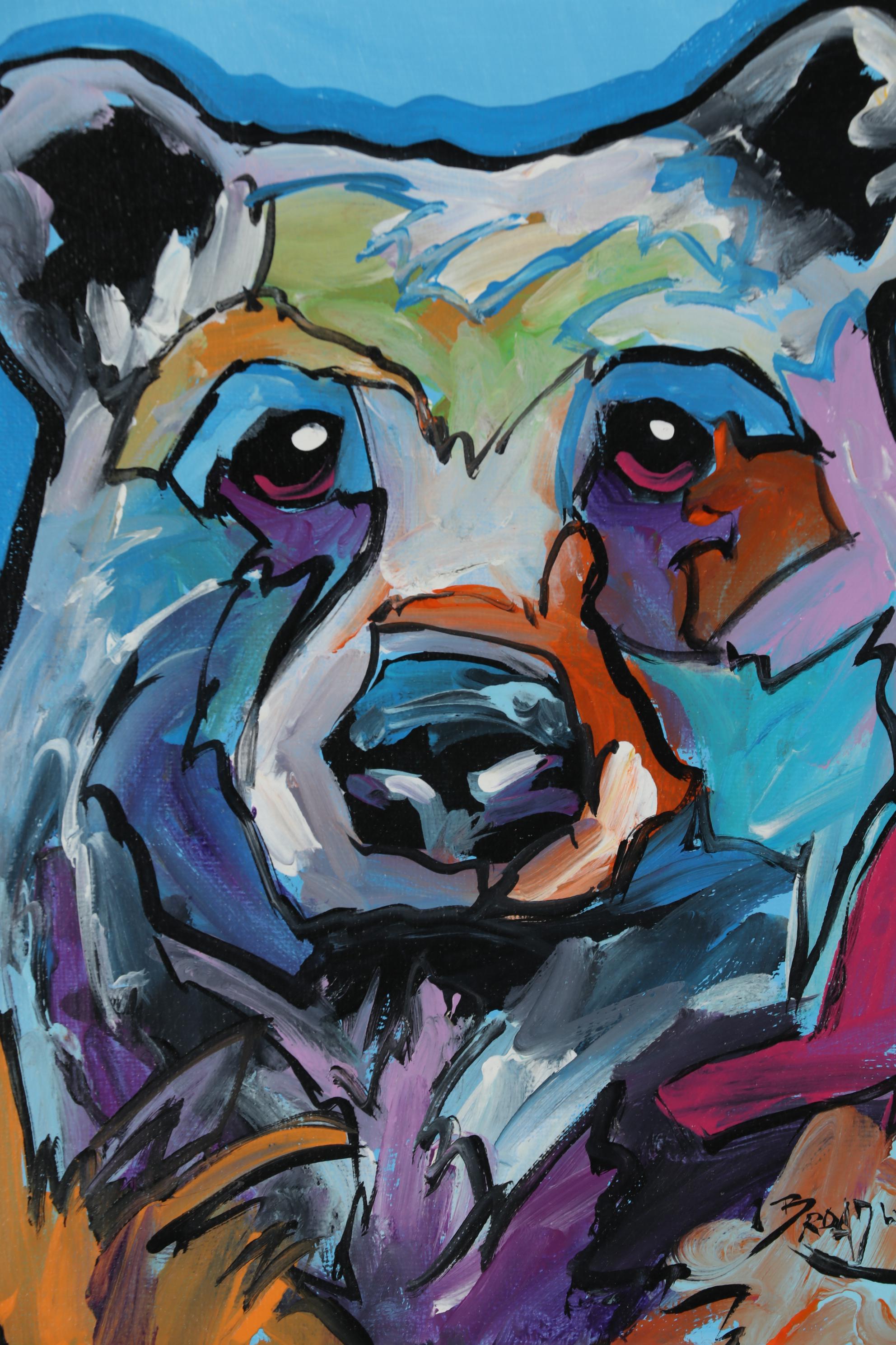 Marc Broadway Acrylic Painting Bear Portrait
