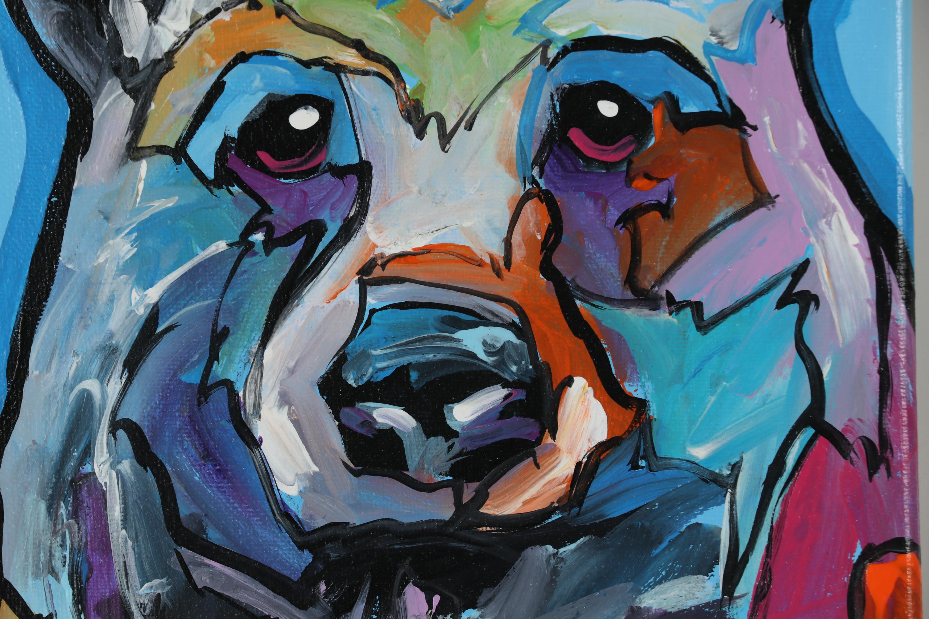 Marc Broadway Acrylic Painting Bear Portrait