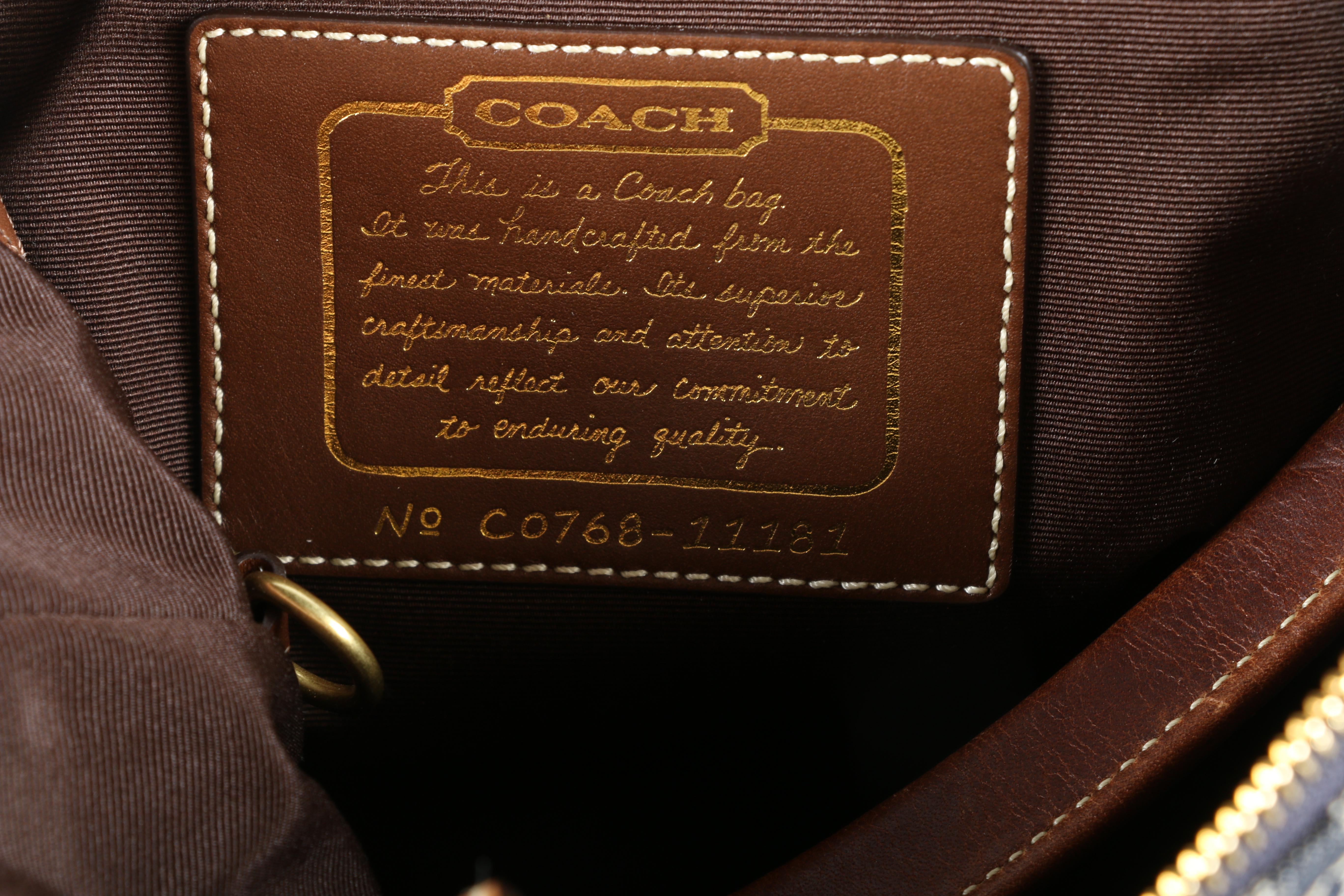 Coach Denim Signature Stripe Magazine Tote Trimmed in Leather