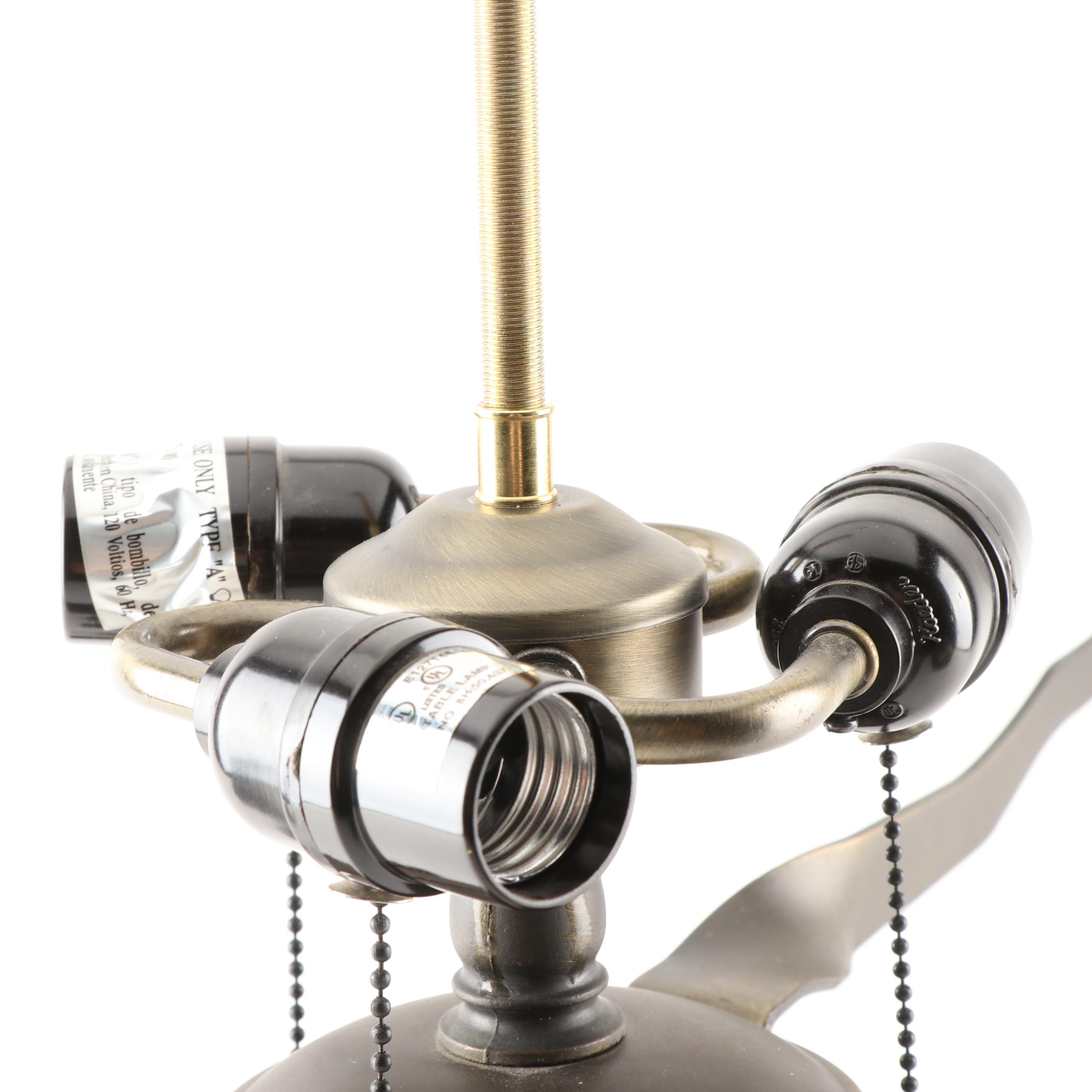 Lotus Design Slag Glass Table Lamp, Contemporary