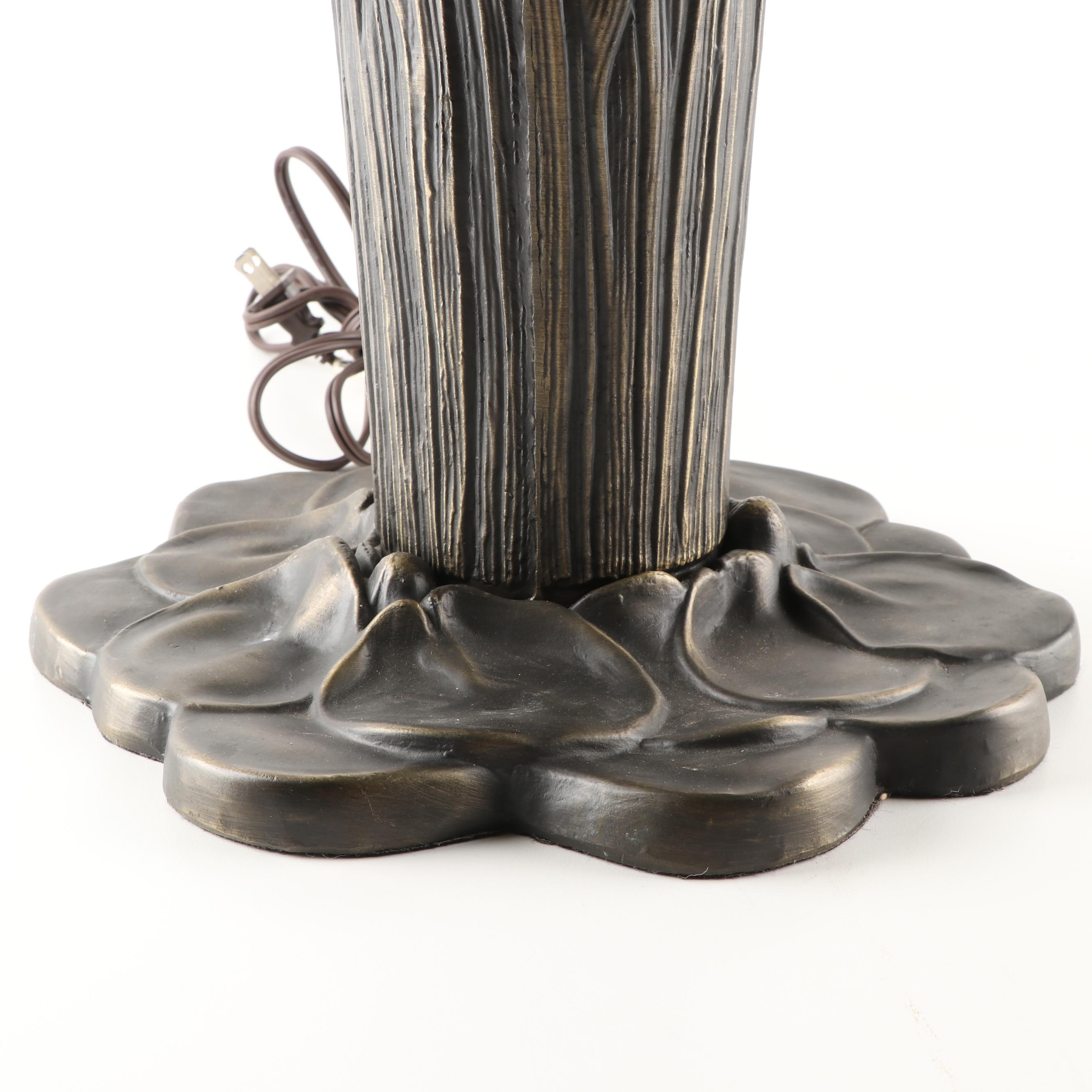 Lotus Design Slag Glass Table Lamp, Contemporary