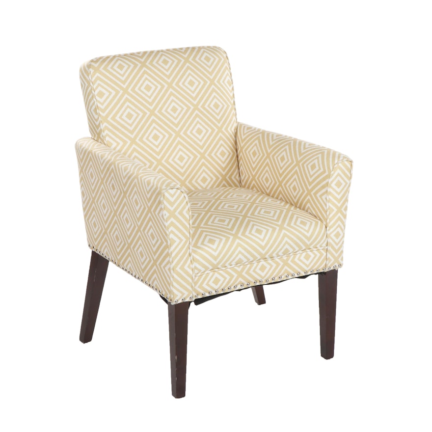 E&E Co Geometric Yellow Upholstered Armchair, Contemporary