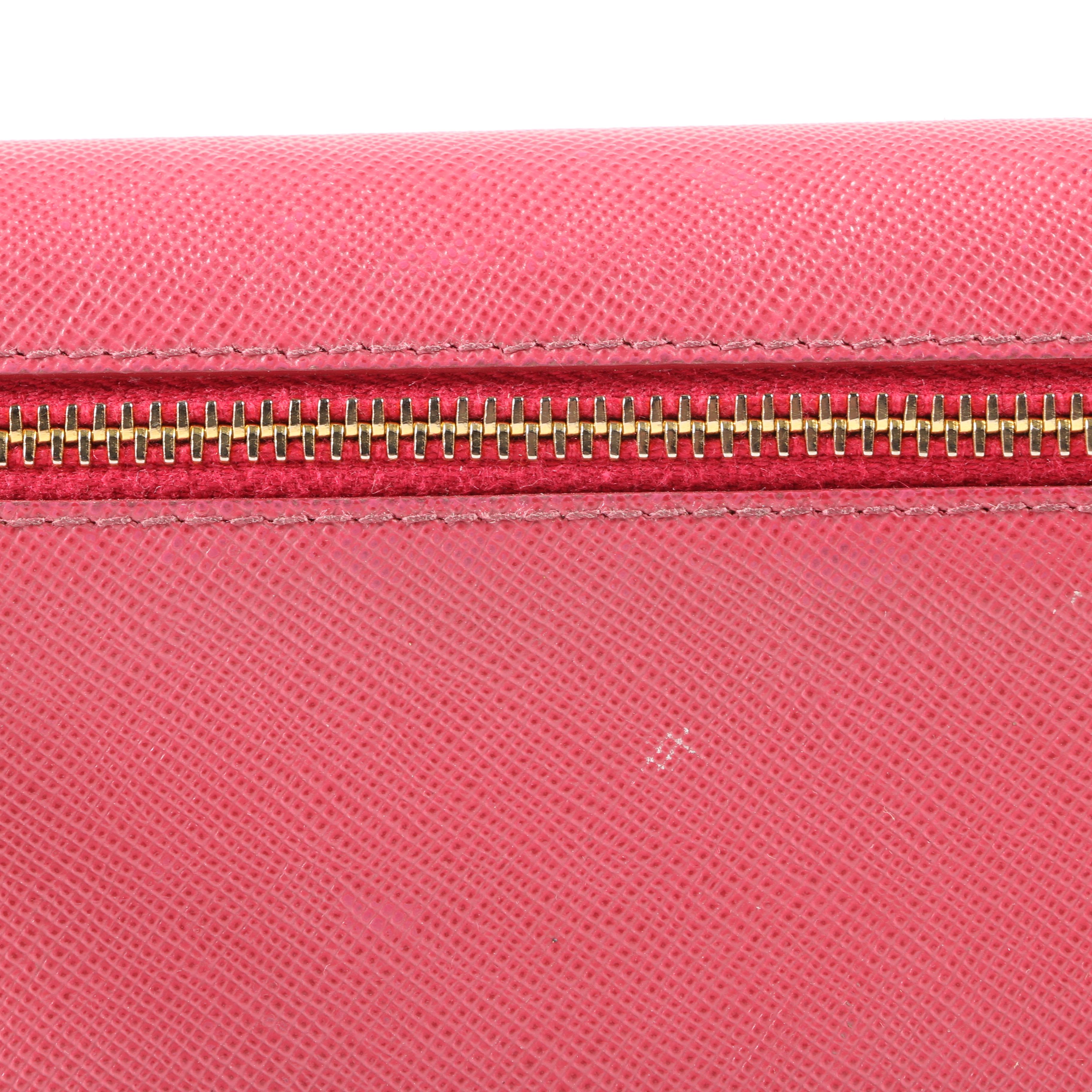 Prada Pink Saffiano Leather Fiocco Clutch Wallet