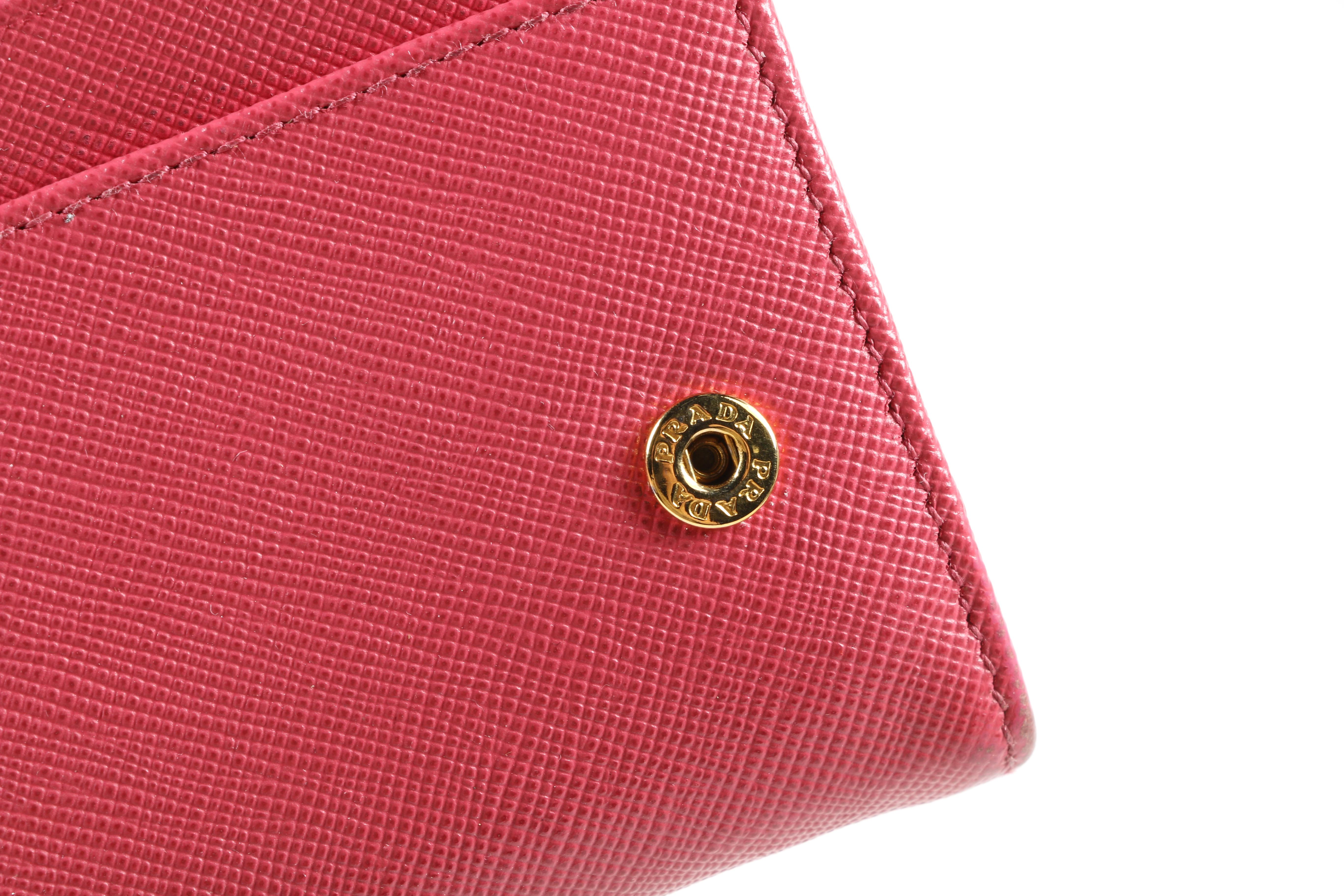 Prada Pink Saffiano Leather Fiocco Clutch Wallet