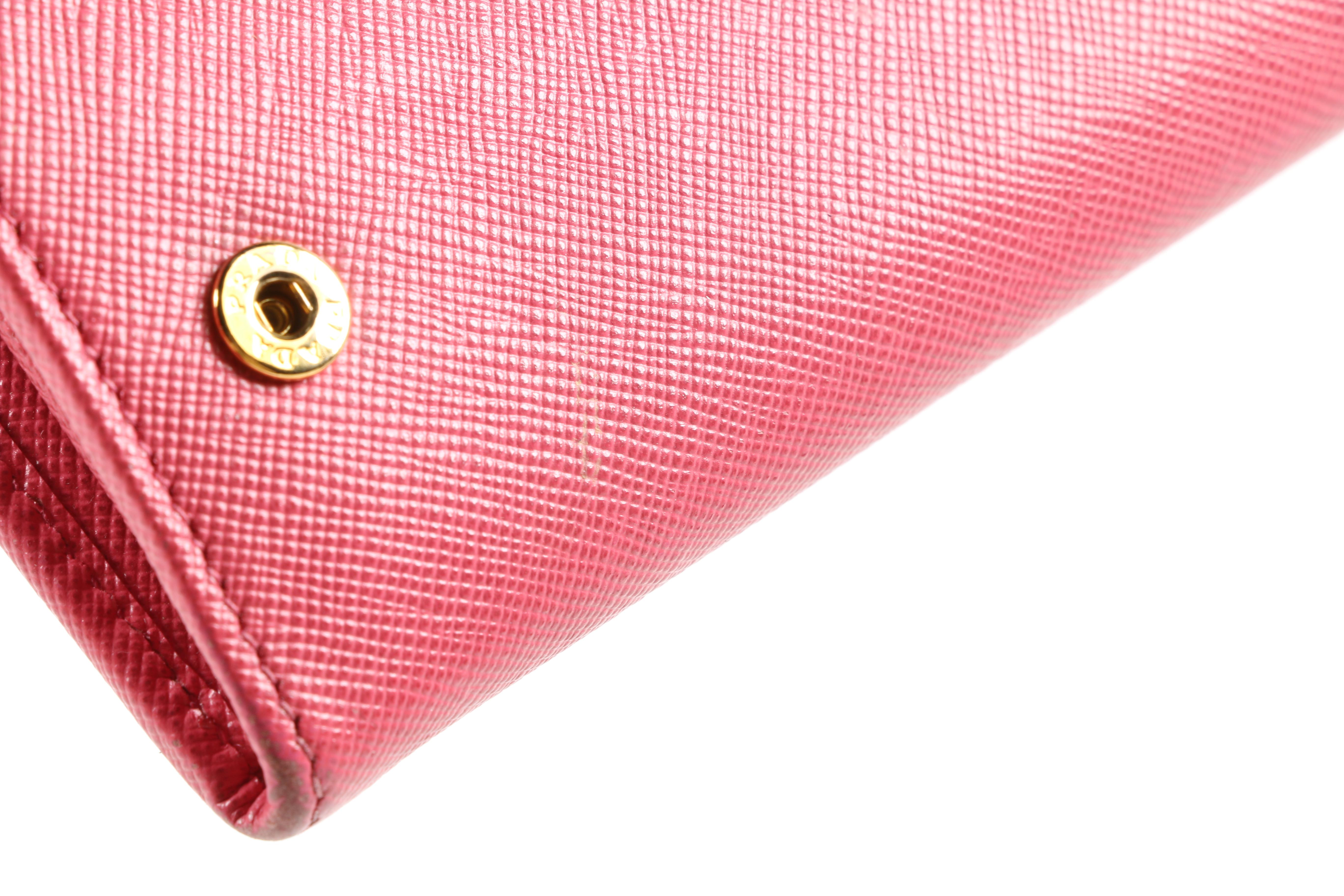 Prada Pink Saffiano Leather Fiocco Clutch Wallet