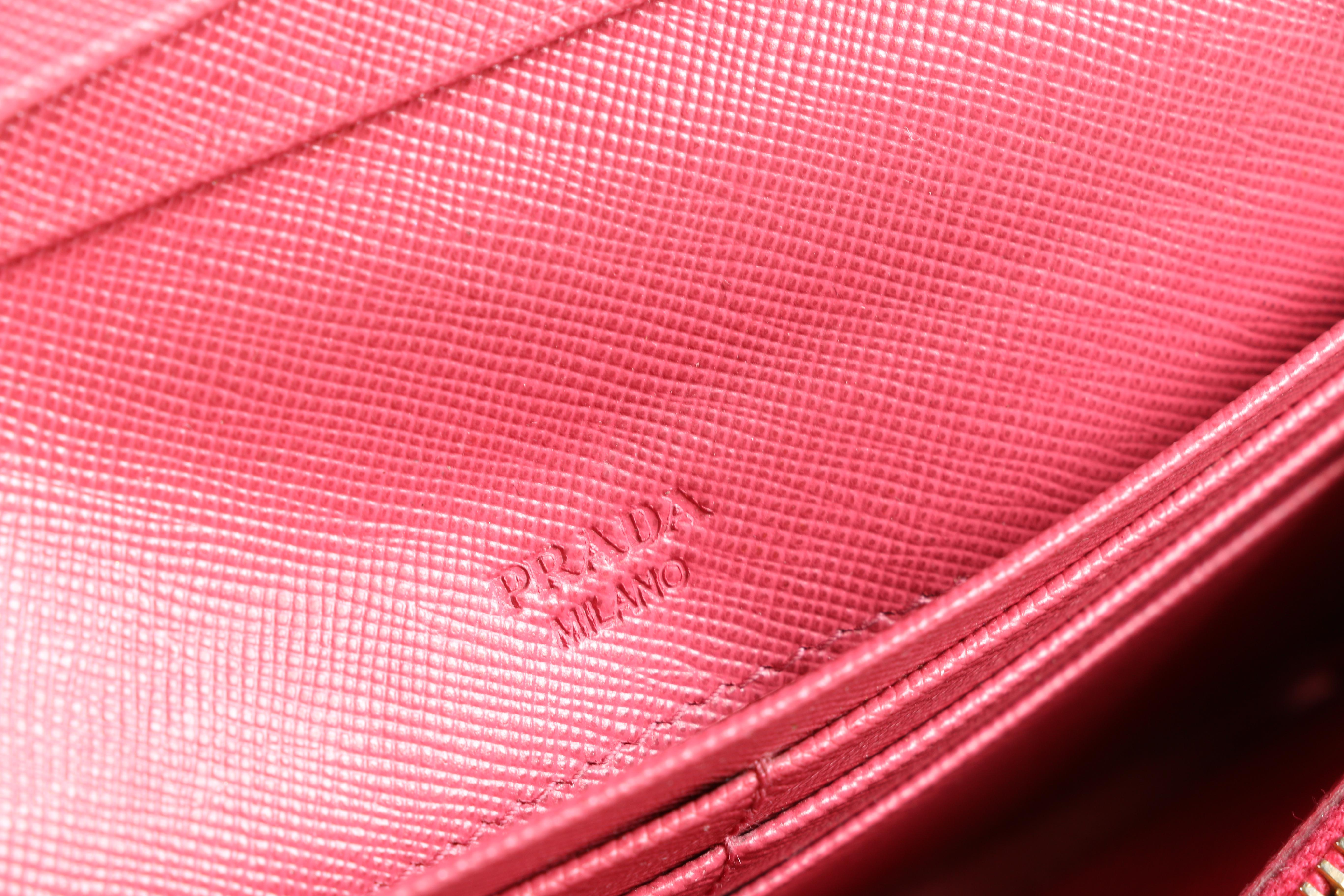 Prada Pink Saffiano Leather Fiocco Clutch Wallet