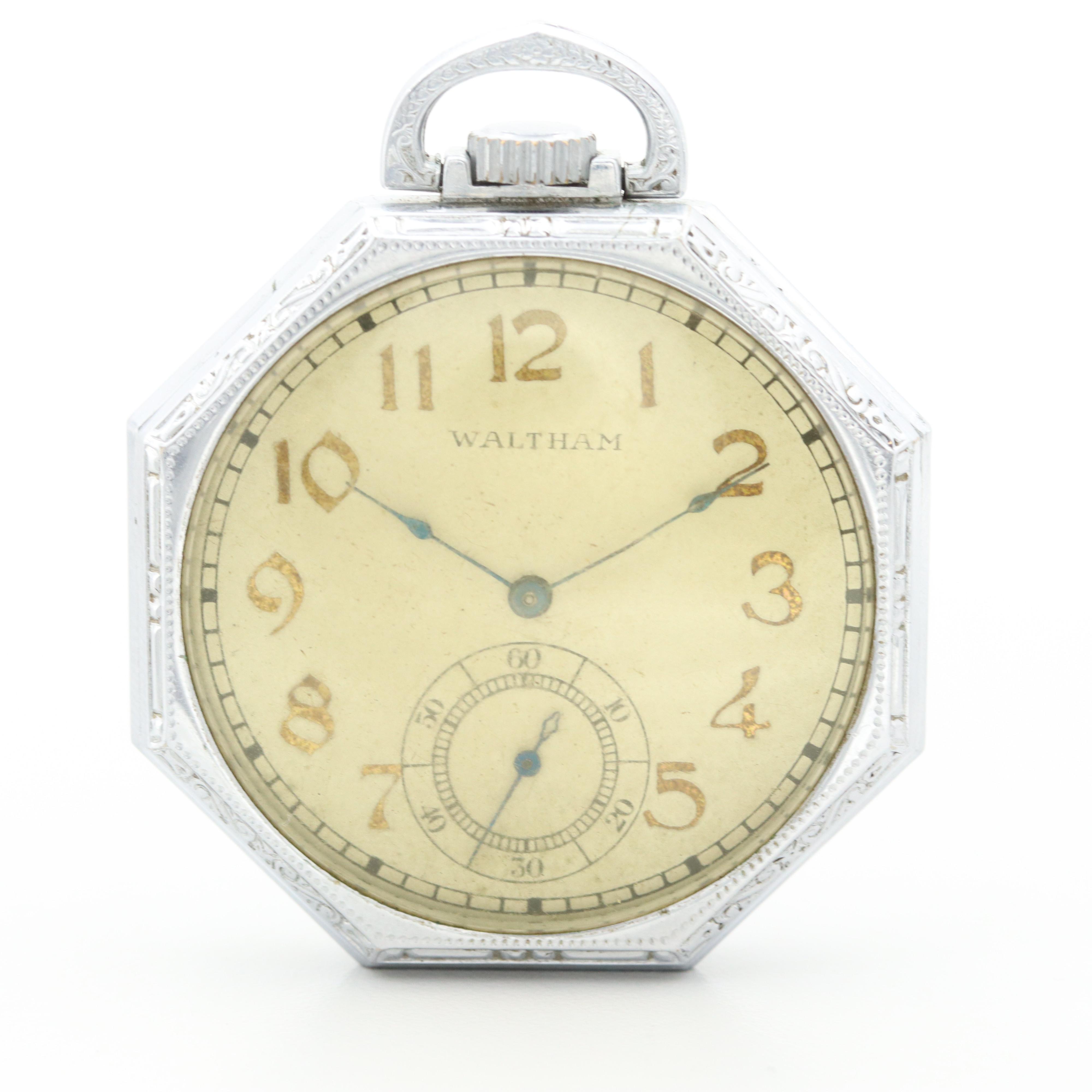 Antique Waltham Octagonal Shaped Pocket Watch, 1914