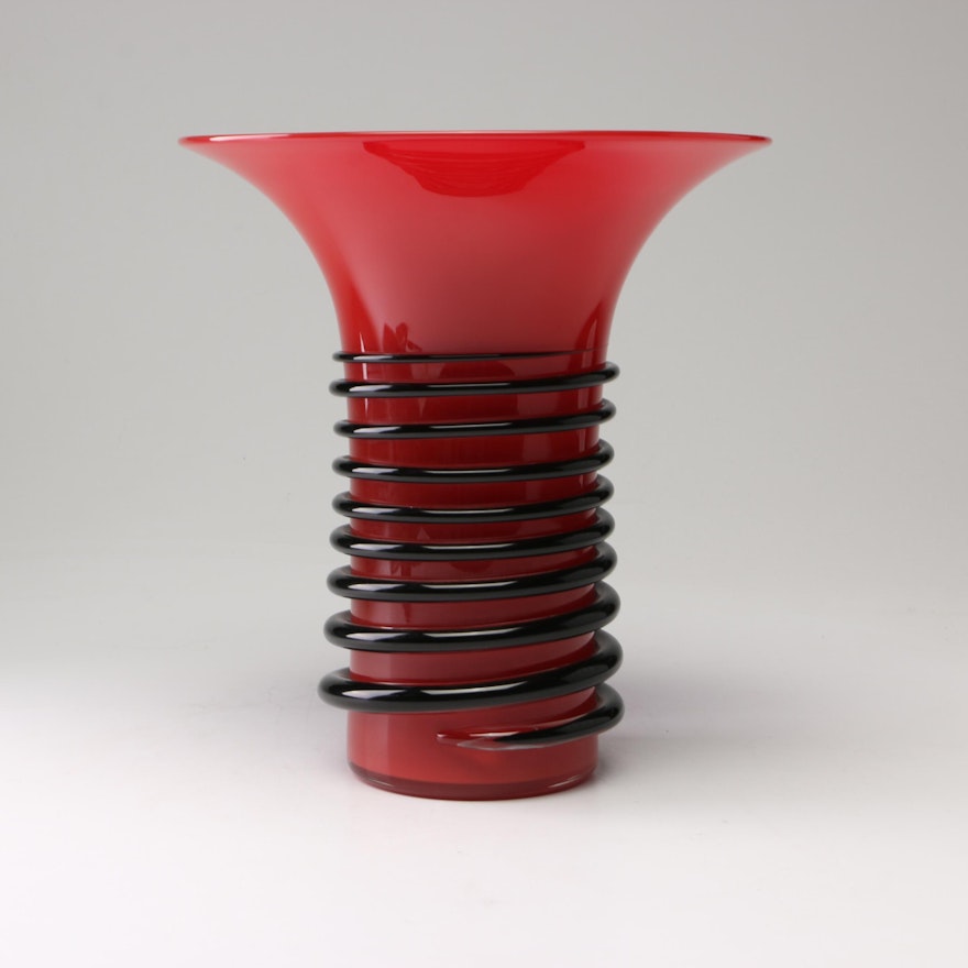 Decorative Red Art Glass Vase