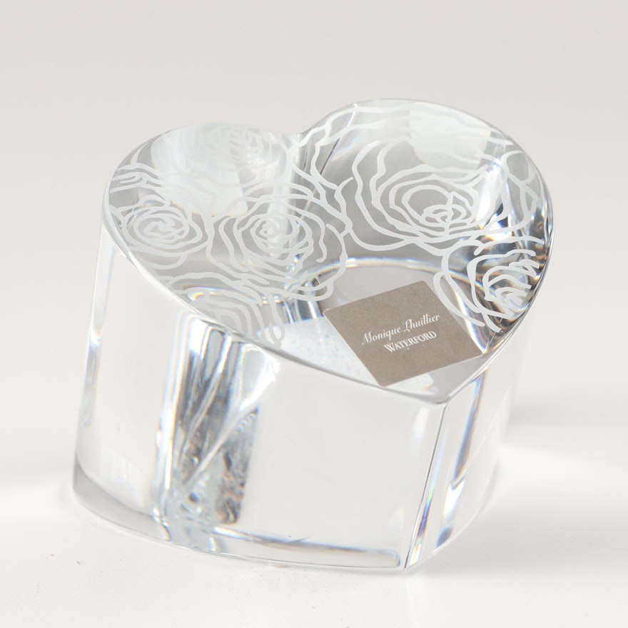 Monique Lhuillier for Waterford "Sunday Rose" Heart Paperweight