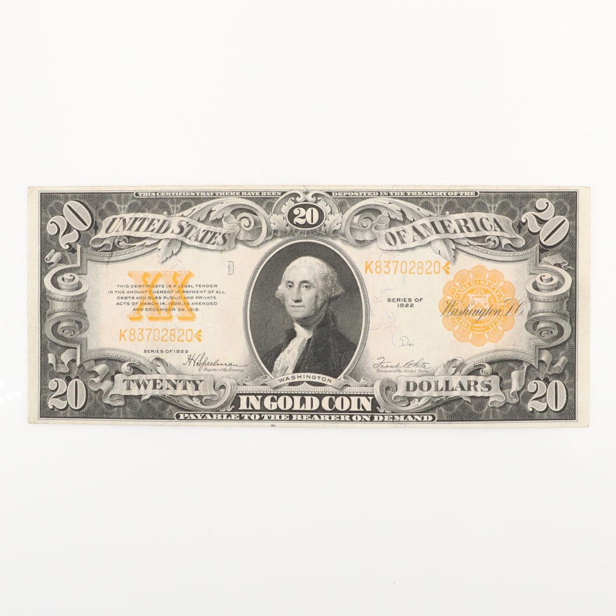 Series of 1922 U.S. $20 Gold Certificate