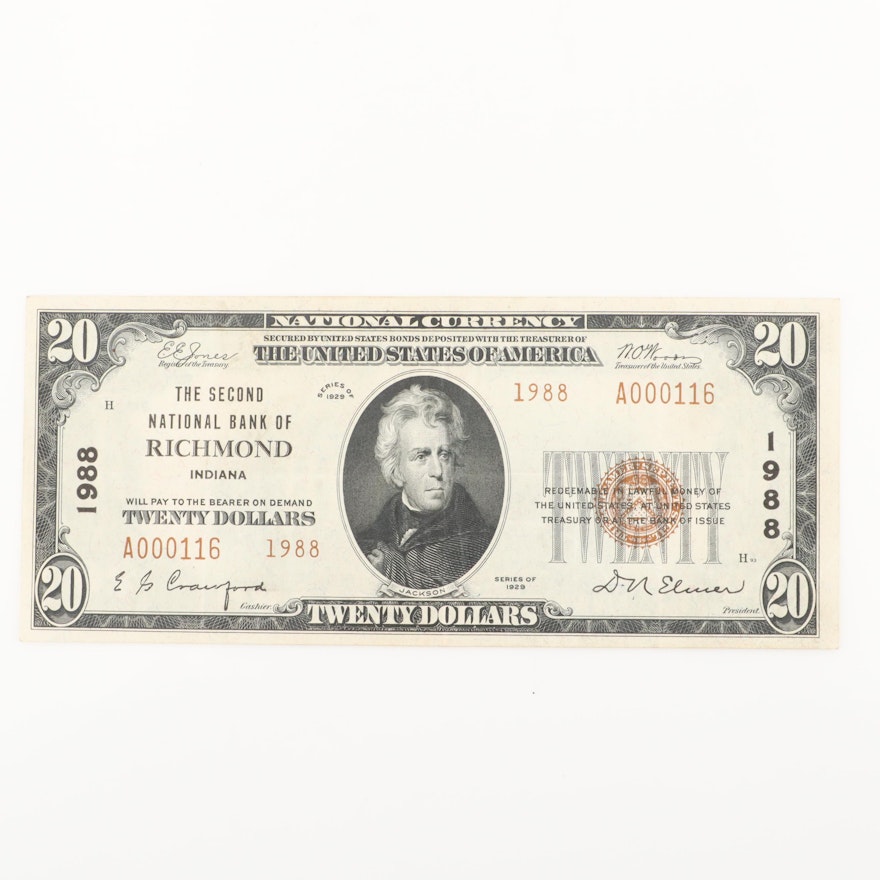 Series of 1929 U.S. $20 National Currency Note