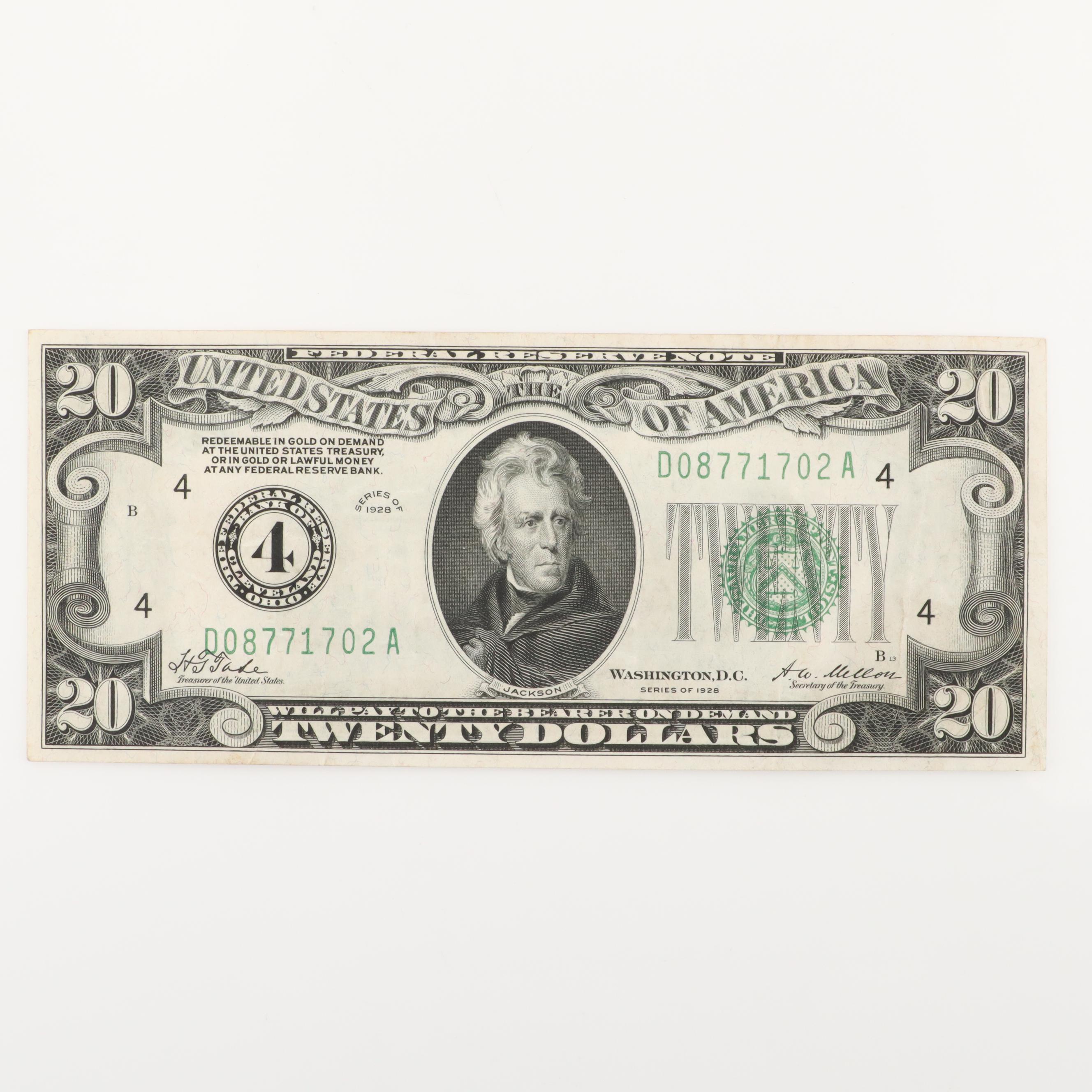 Five U.S. $20 Federal Reserve Notes