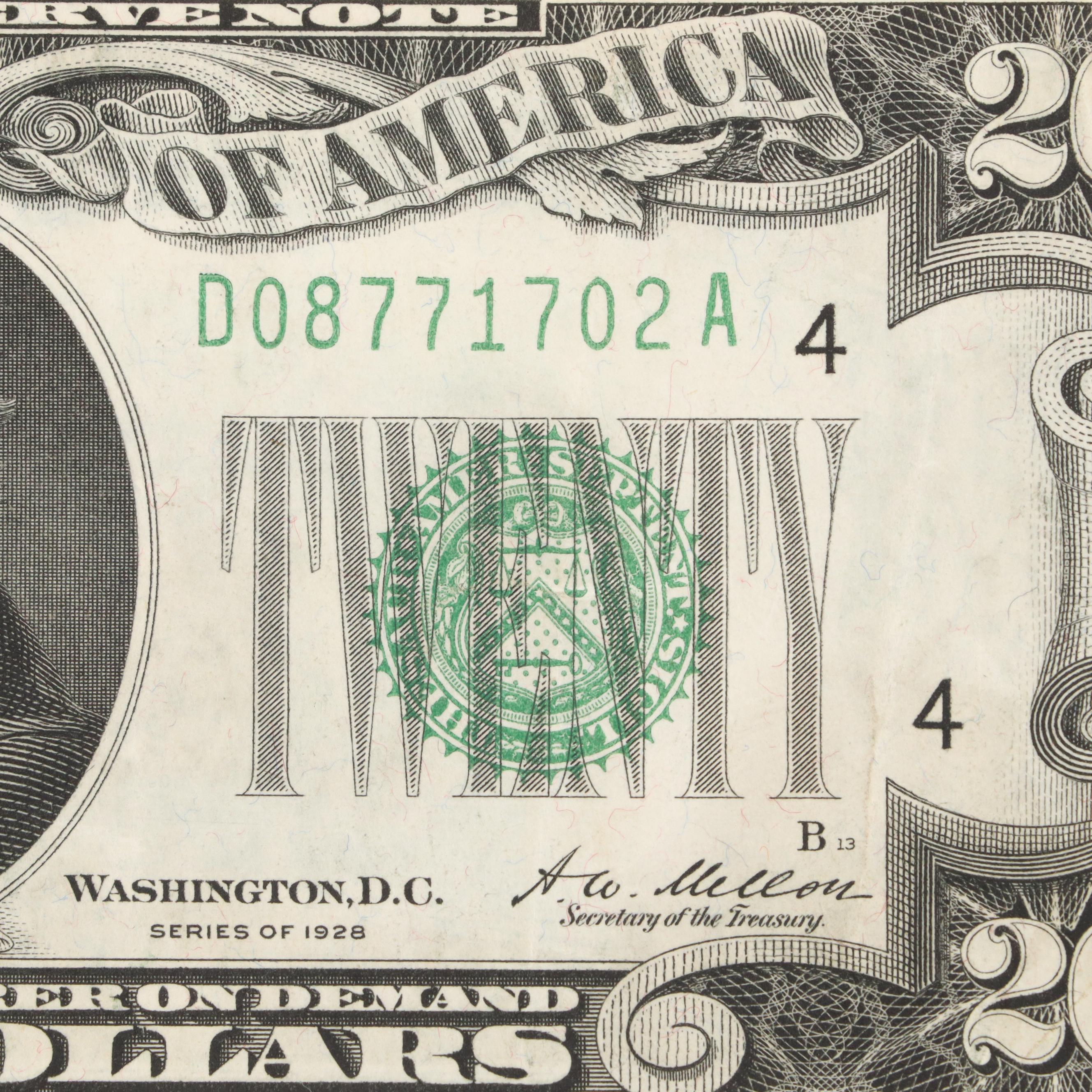 Five U.S. $20 Federal Reserve Notes