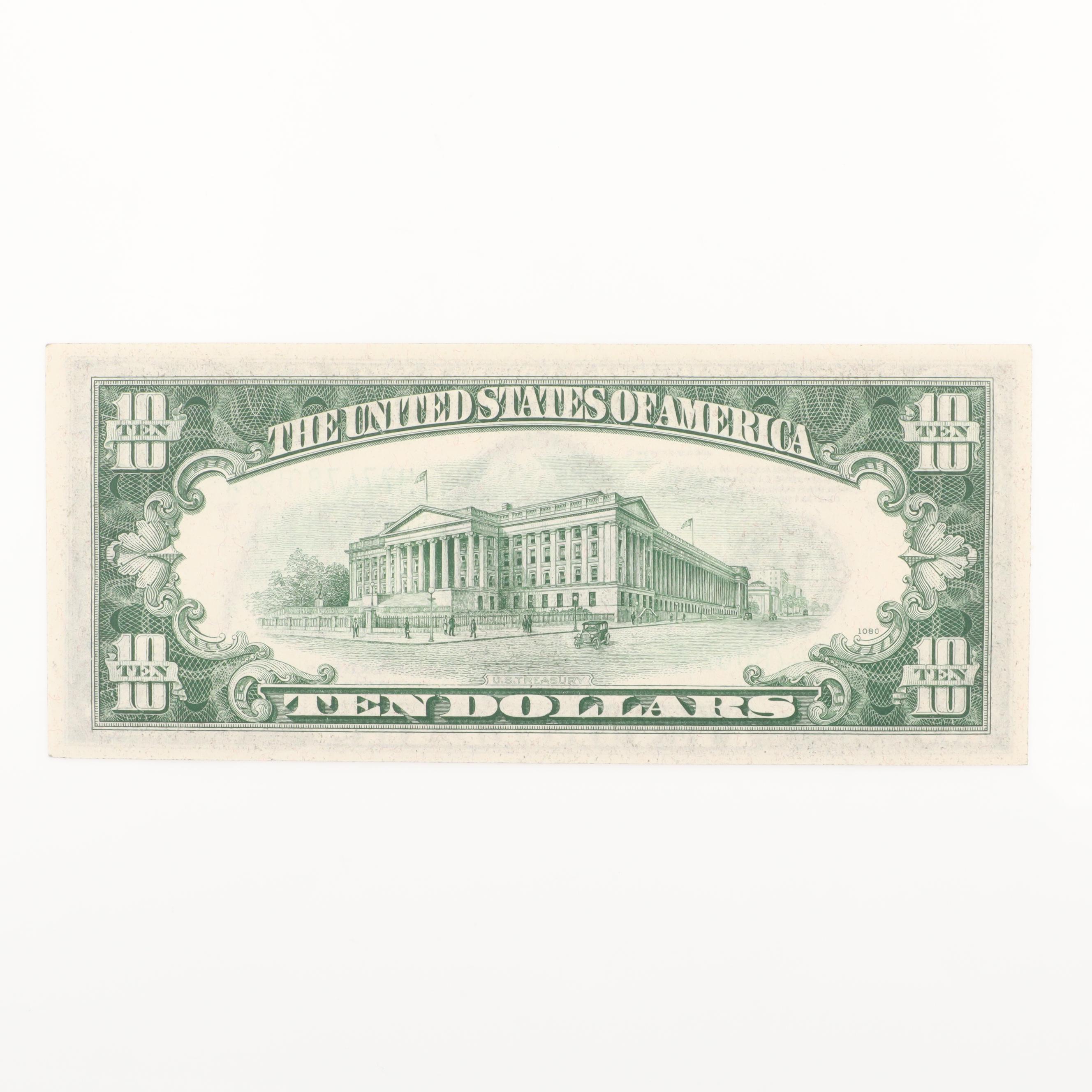 Five U.S. $10 Federal Reserve Notes
