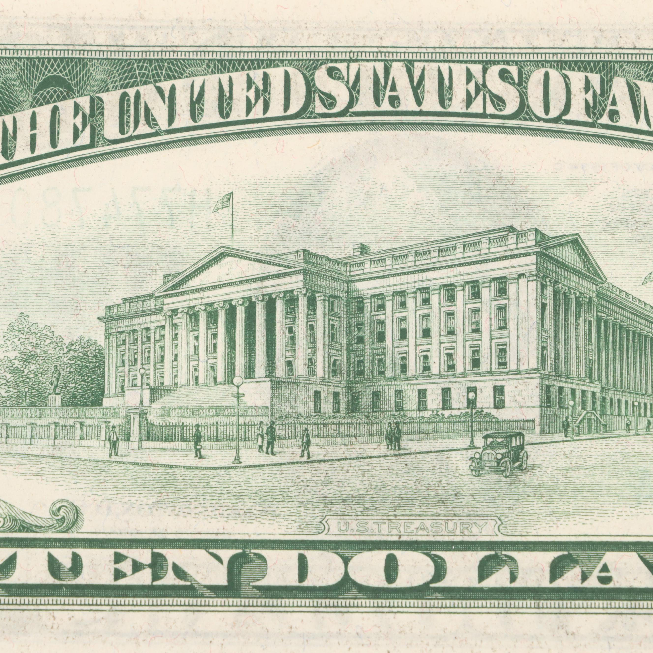 Five U.S. $10 Federal Reserve Notes