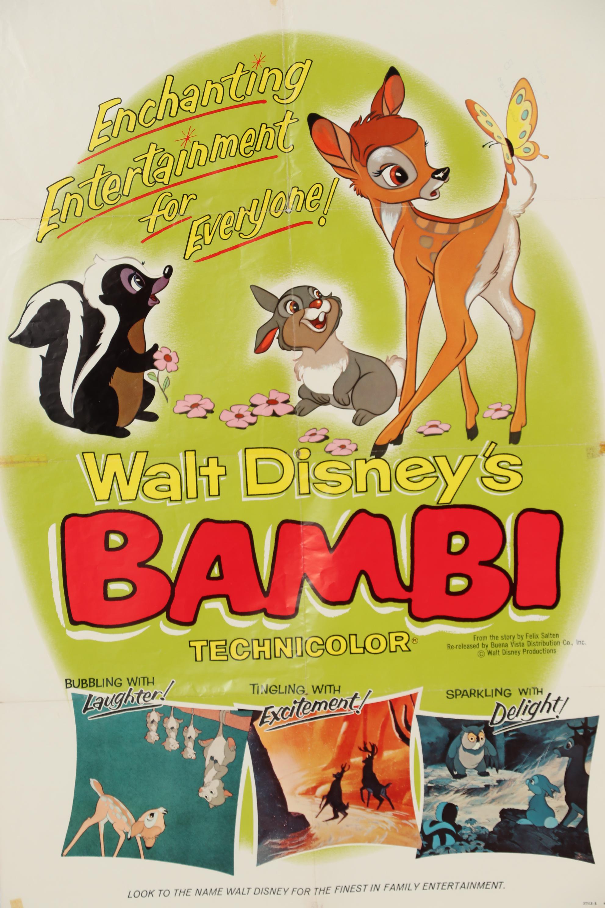 Walt Disney's "Bambi" and "Pete's Dragon" Movie Posters, 1950s - 1970s