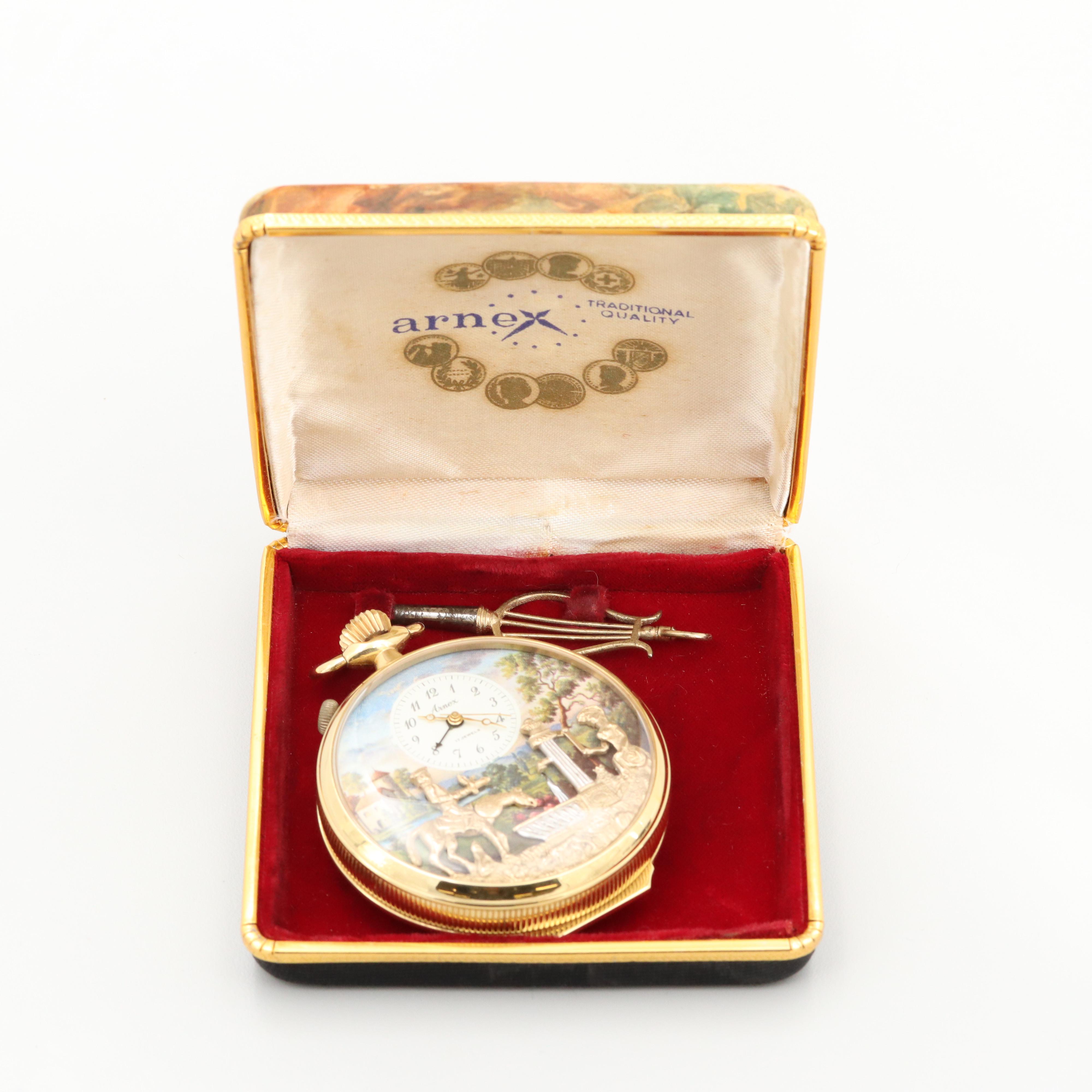 Vintage Arnex Musical Automaton Alarm Pocket Watch