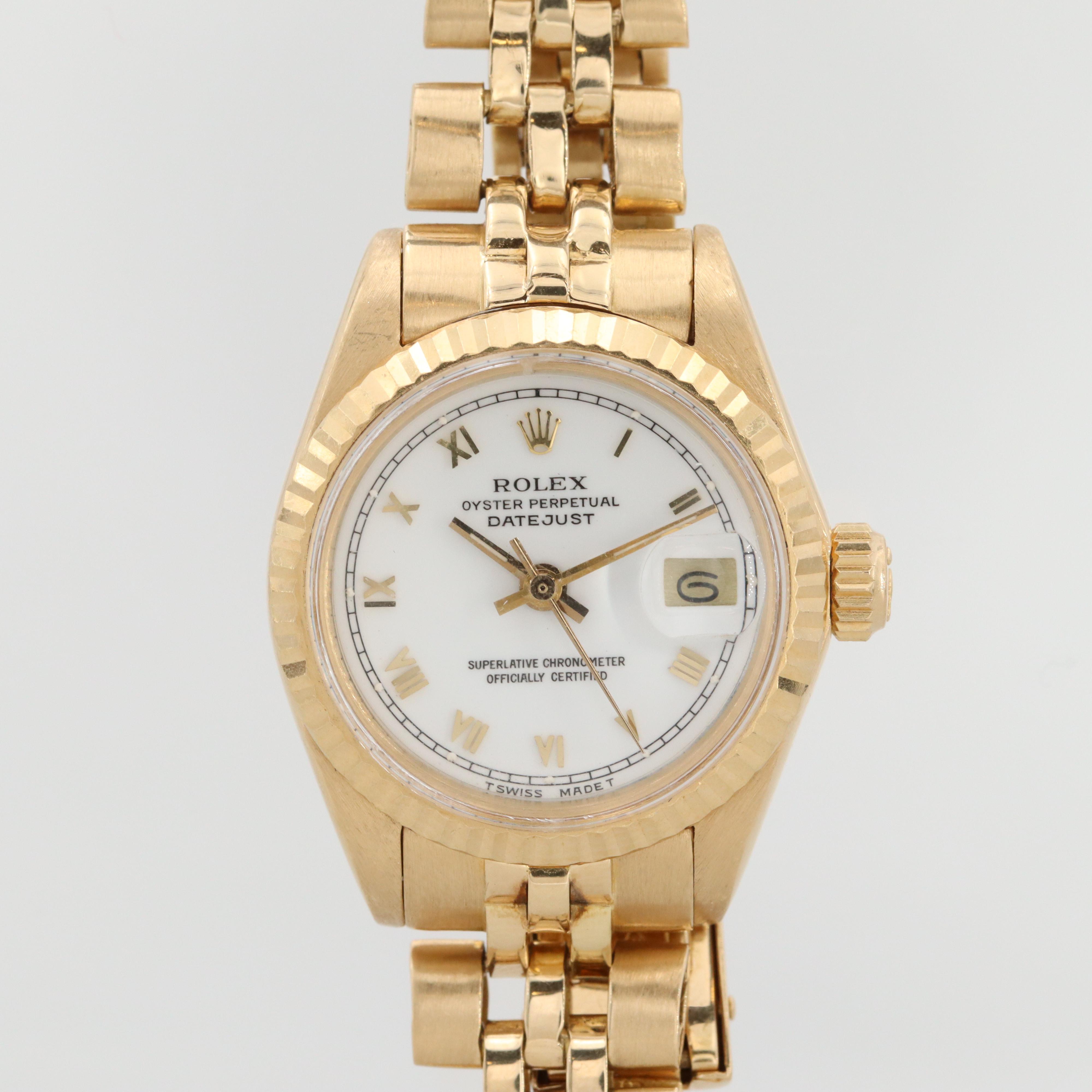 Vintage Rolex Datejust 18K Gold Watch With Honeycomb Jubilee Bracelet, 1978