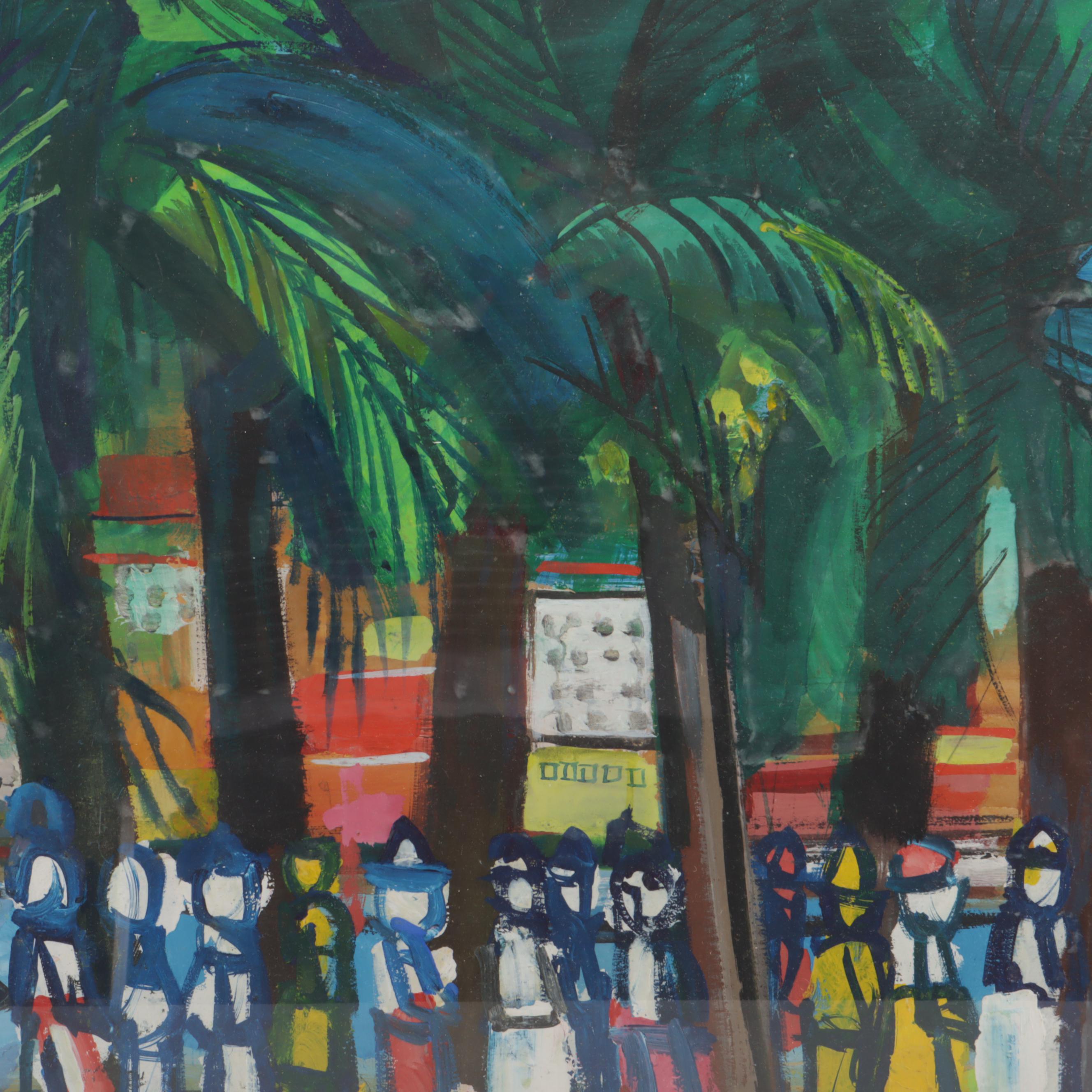 Oil Painting of a Folk Art Park Scene