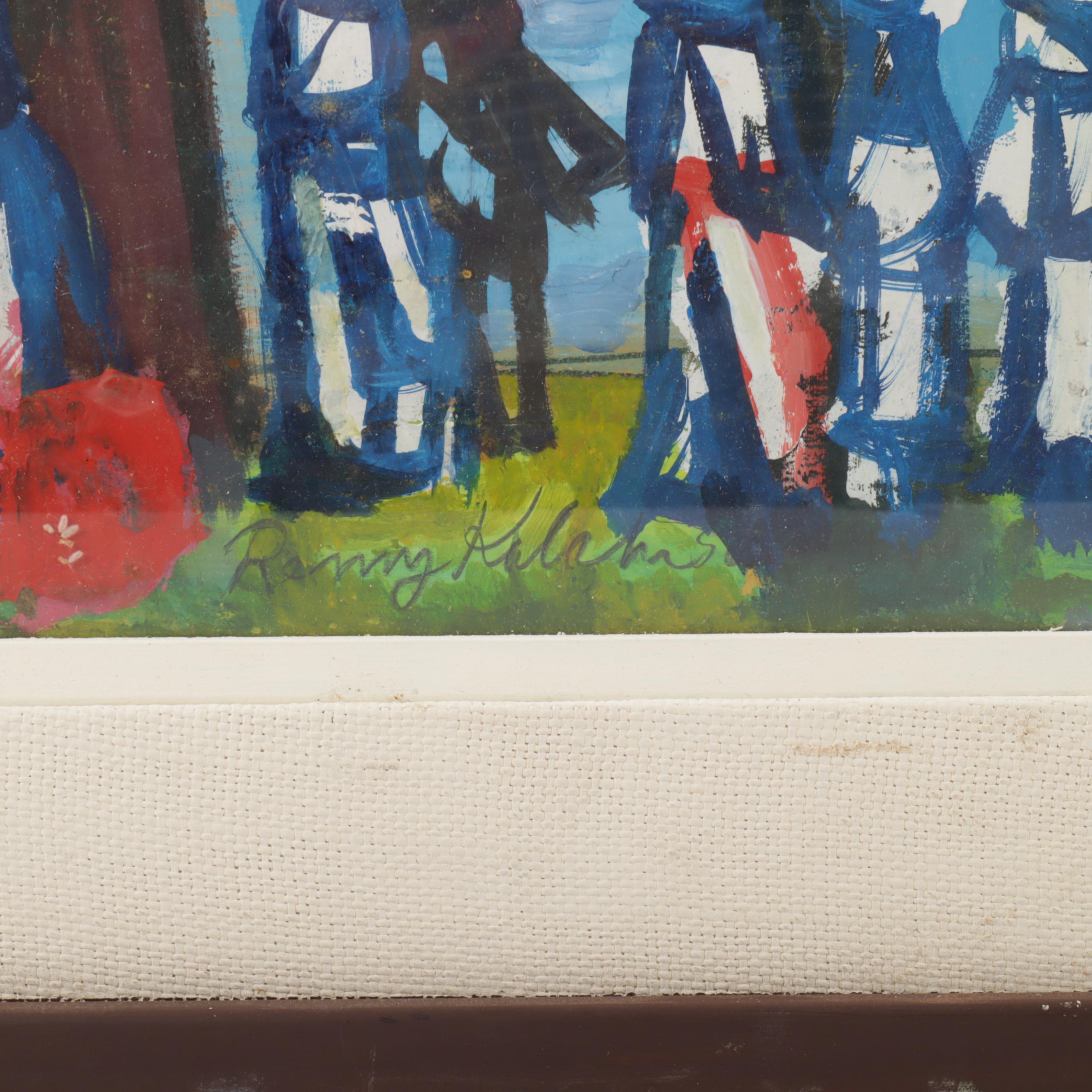 Oil Painting of a Folk Art Park Scene