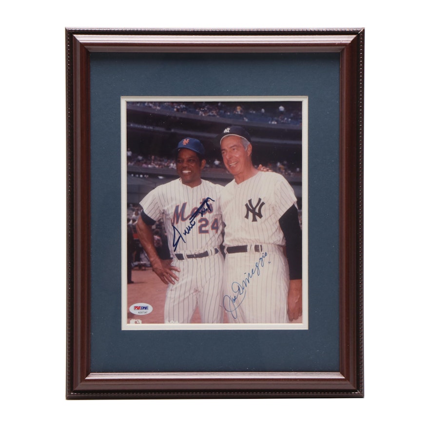 Willie Mays and Joe DiMaggio Signed Framed Photo, COA