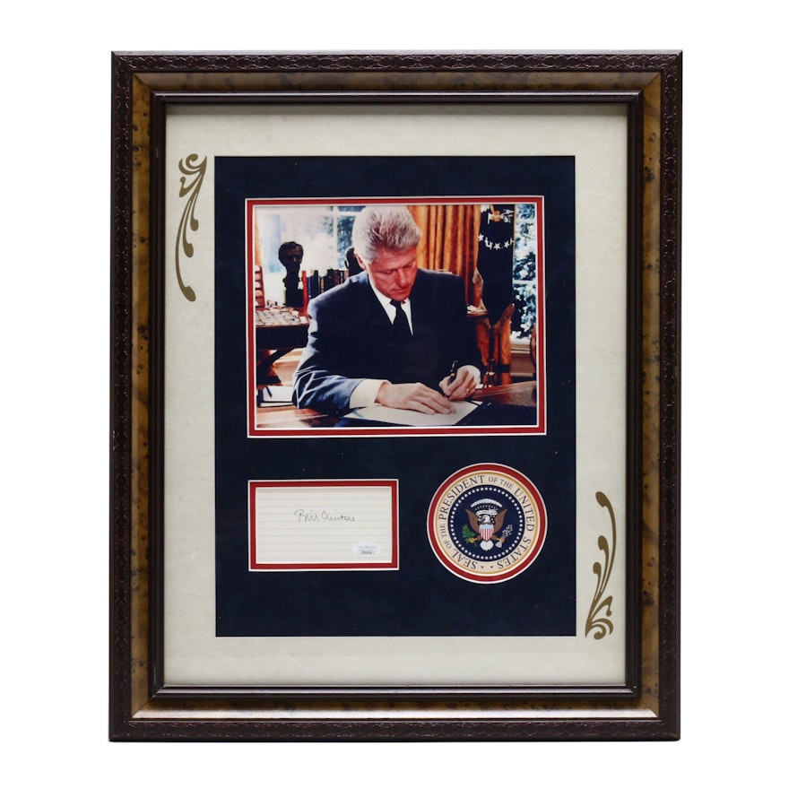 Former President Bill Clinton Framed Signed Display, COA