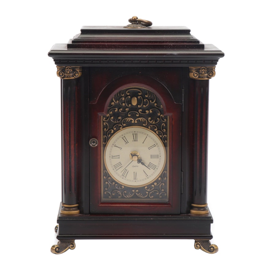 Bombay Cherry Wood Quartz Mantel Clock with Storage Compartment, 2001