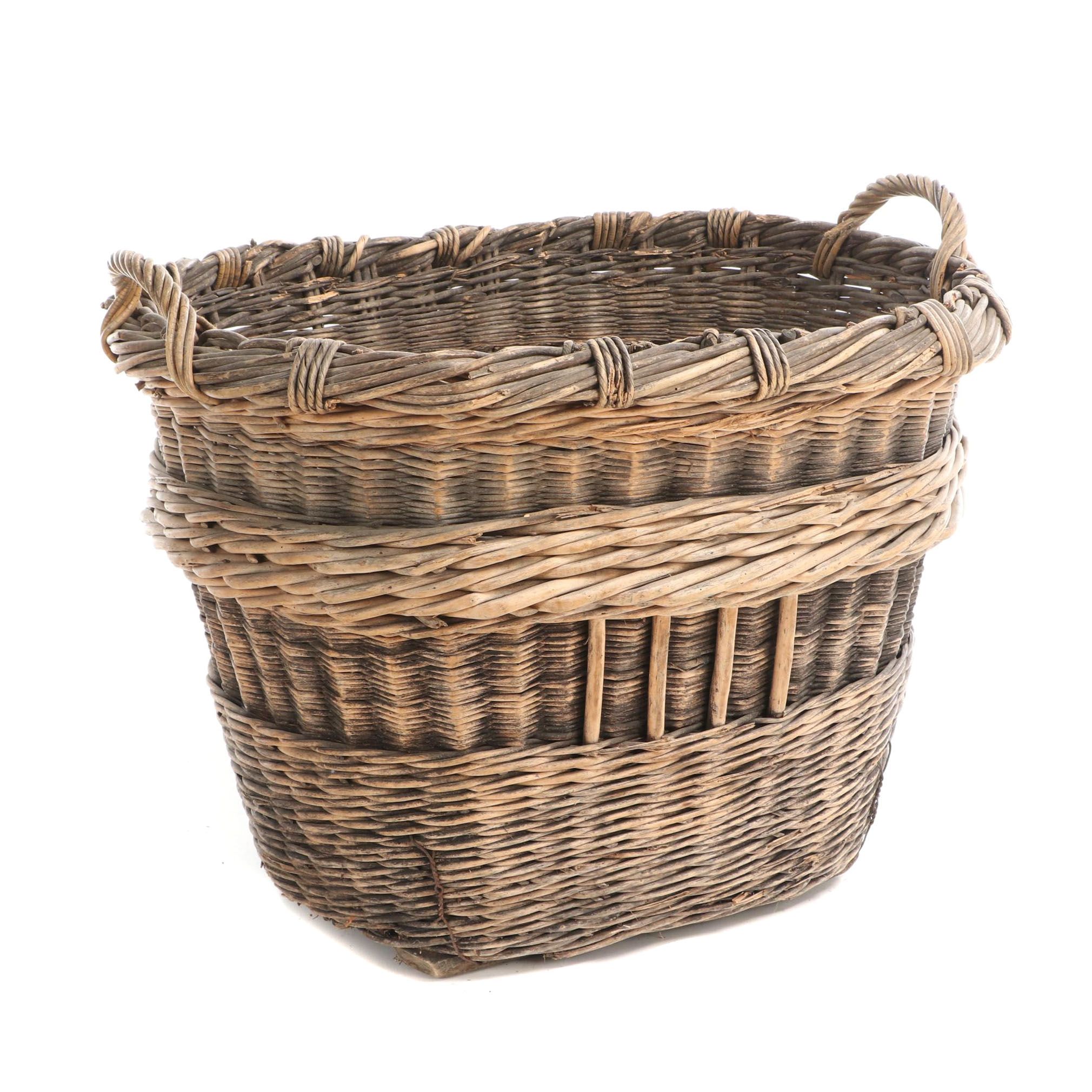 Large Woven Wicker Harvest Basket
