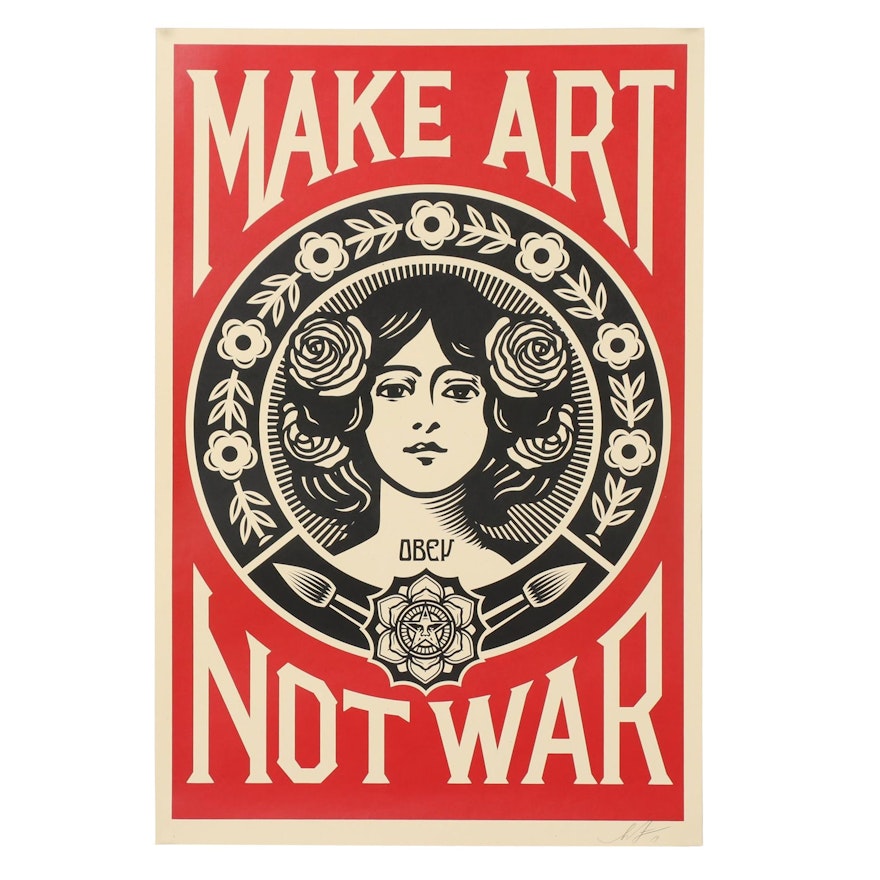 Shepard Fairey Offset Print "Make Art Not War"