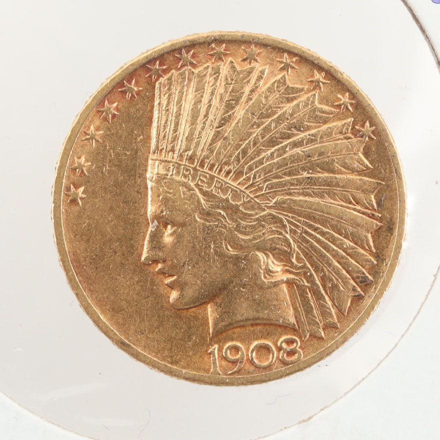 1908 Indian Head $10 Gold Coin