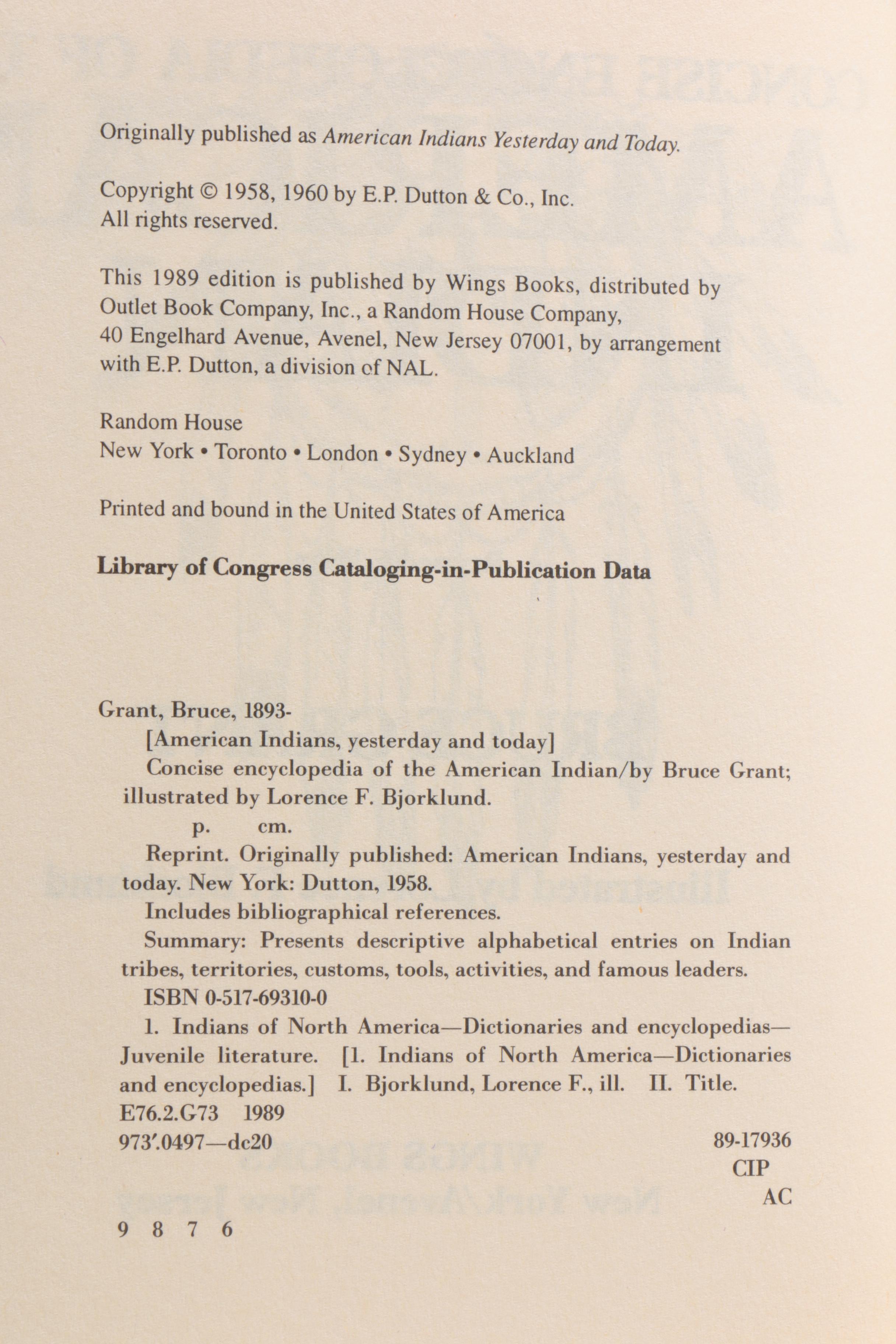Native American History Books including "Concise Encyclopedia," 1989