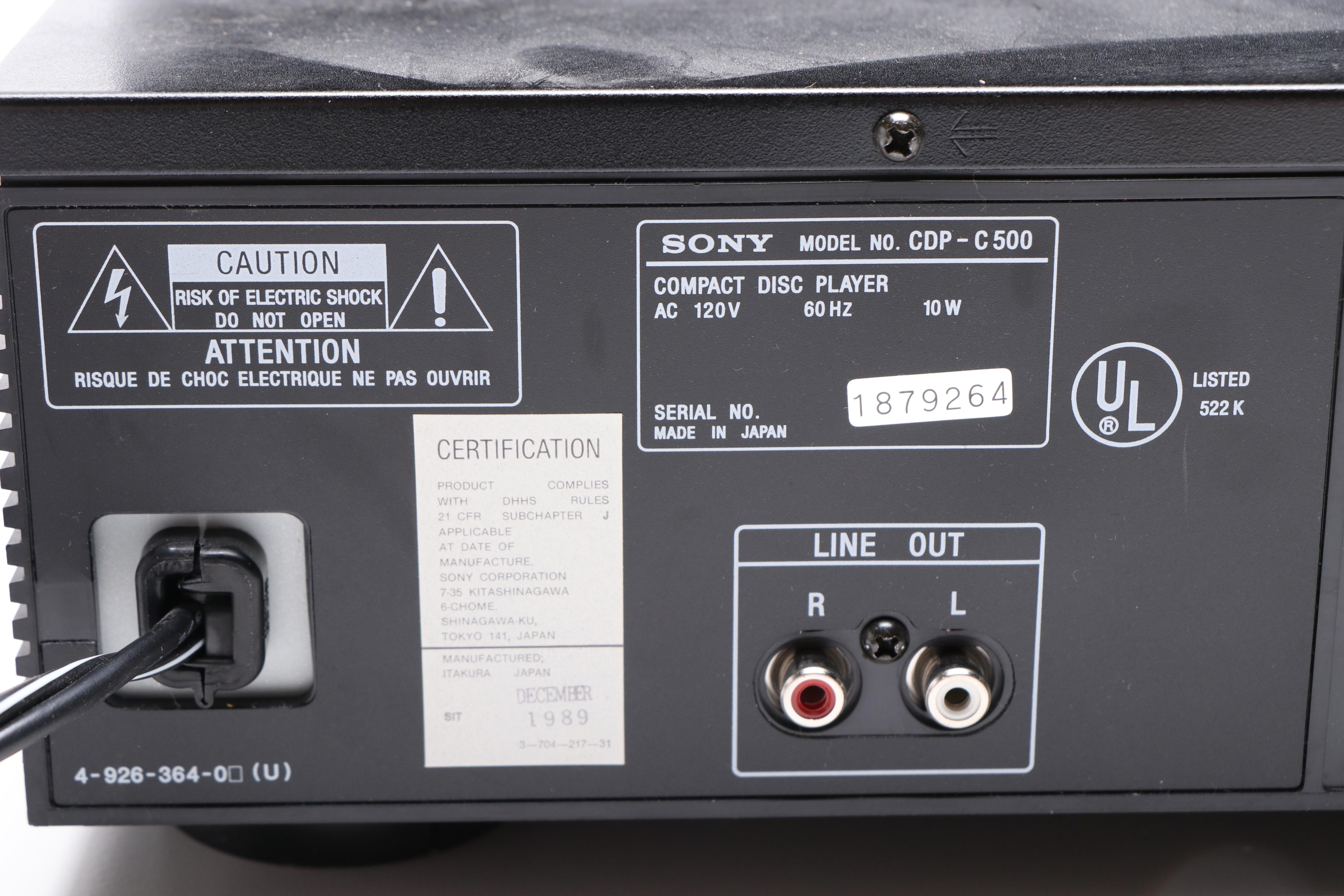 Sony Tape Deck and 5 Disc Automatic Loading System, Contemporary