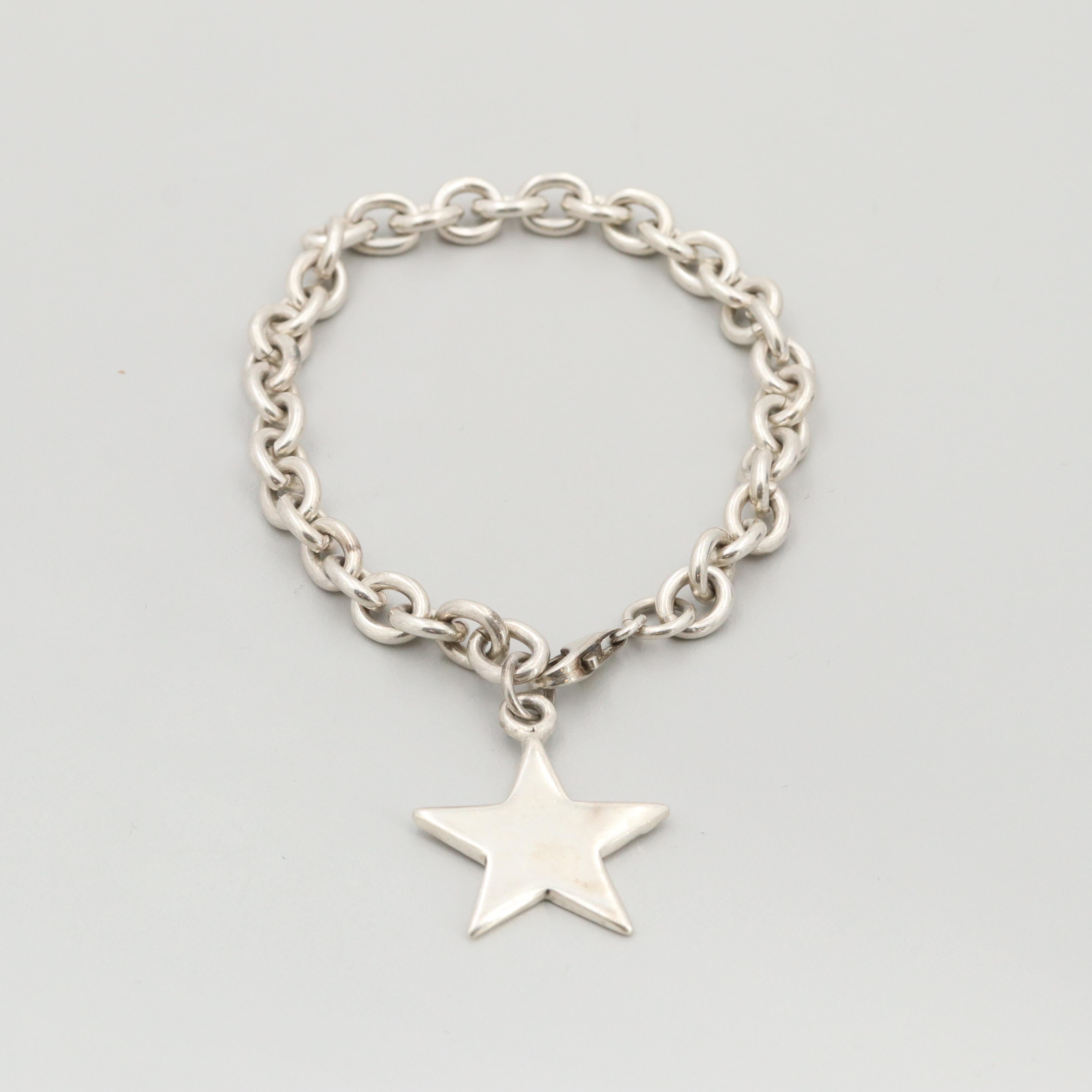 Sterling Silver Charm Bracelet with Sterling Star Charm