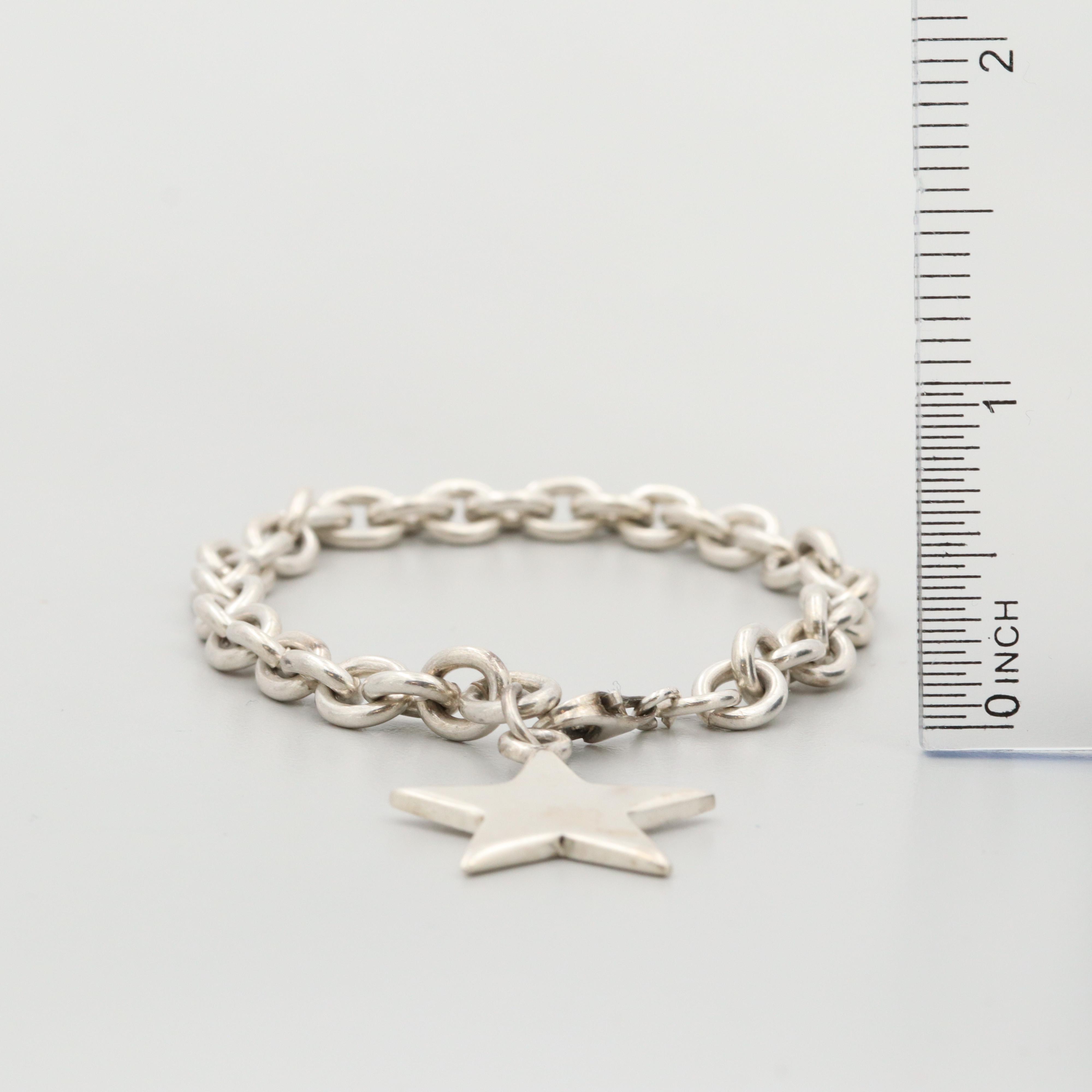 Sterling Silver Charm Bracelet with Sterling Star Charm