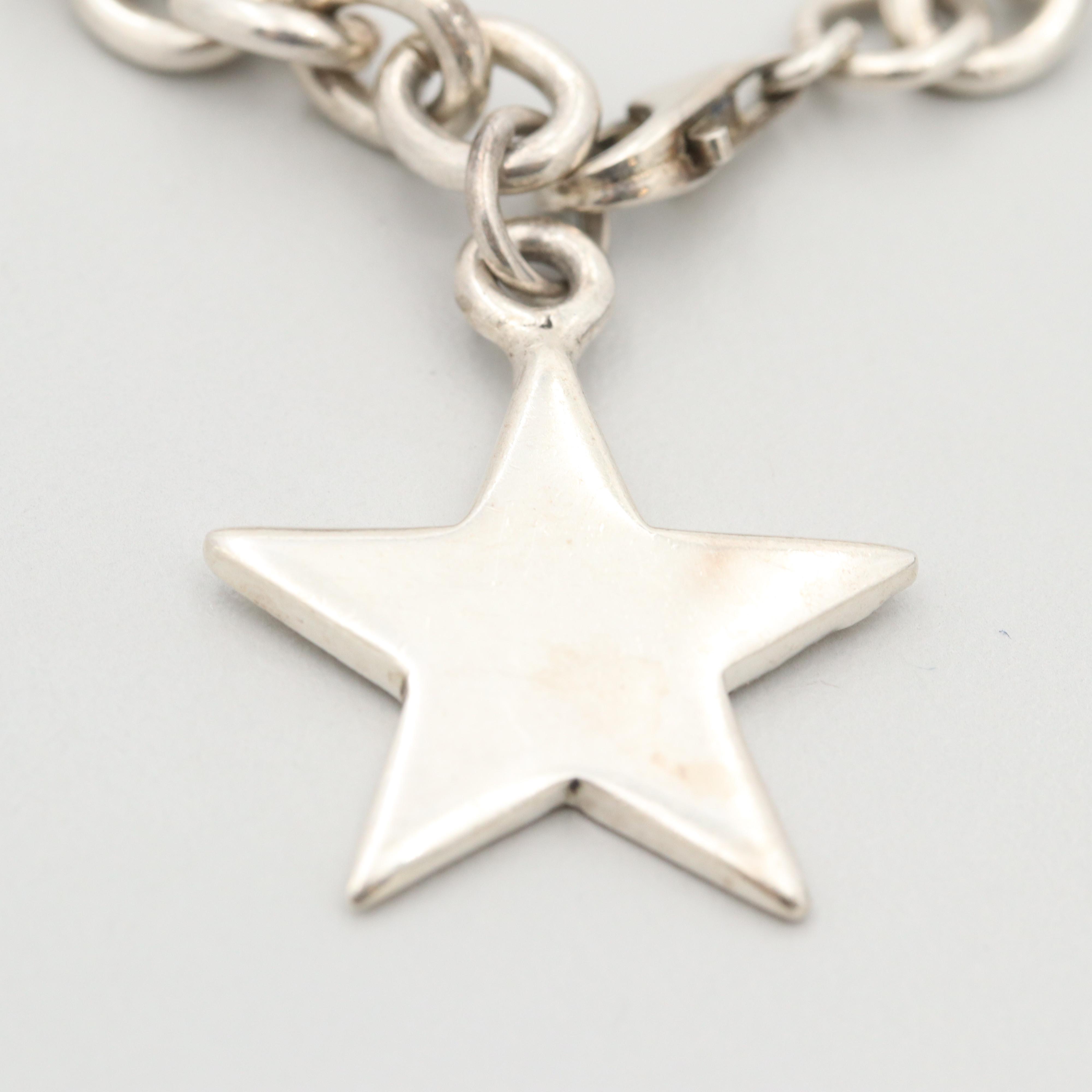 Sterling Silver Charm Bracelet with Sterling Star Charm