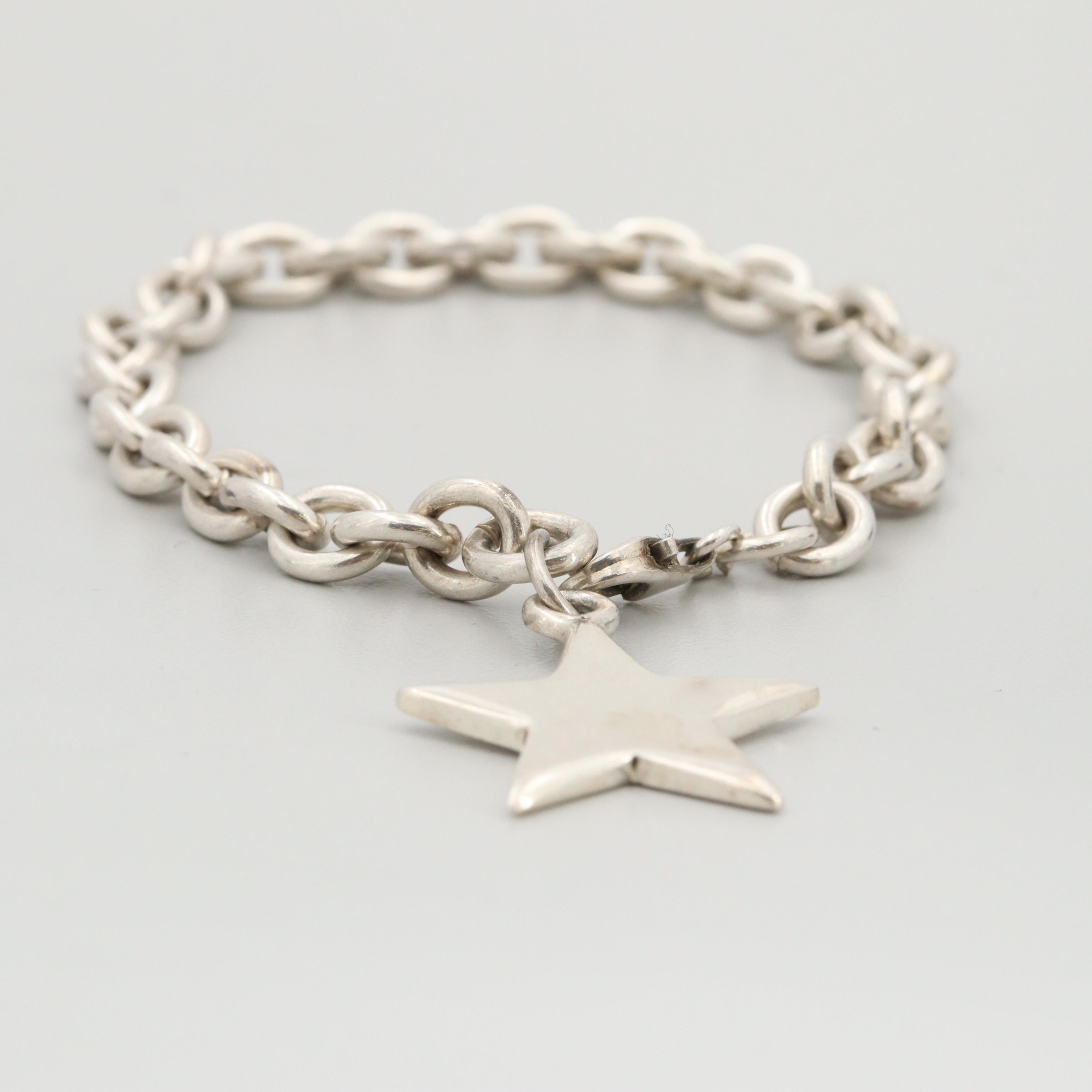 Sterling Silver Charm Bracelet with Sterling Star Charm