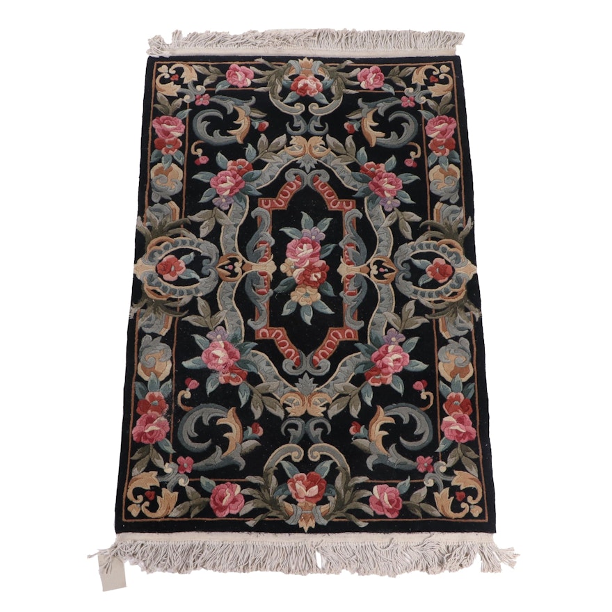 Hand-Knotted Chinese Carved Wool Rug