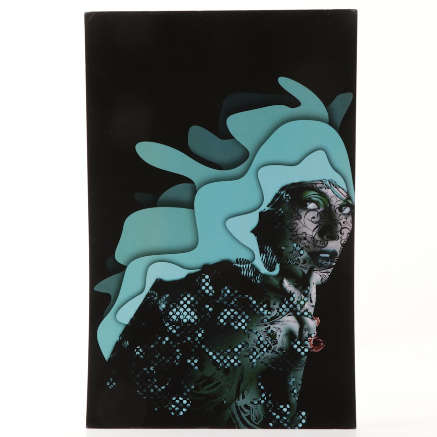 Offset Lithograph "Aqua Queen with Amber Ring"