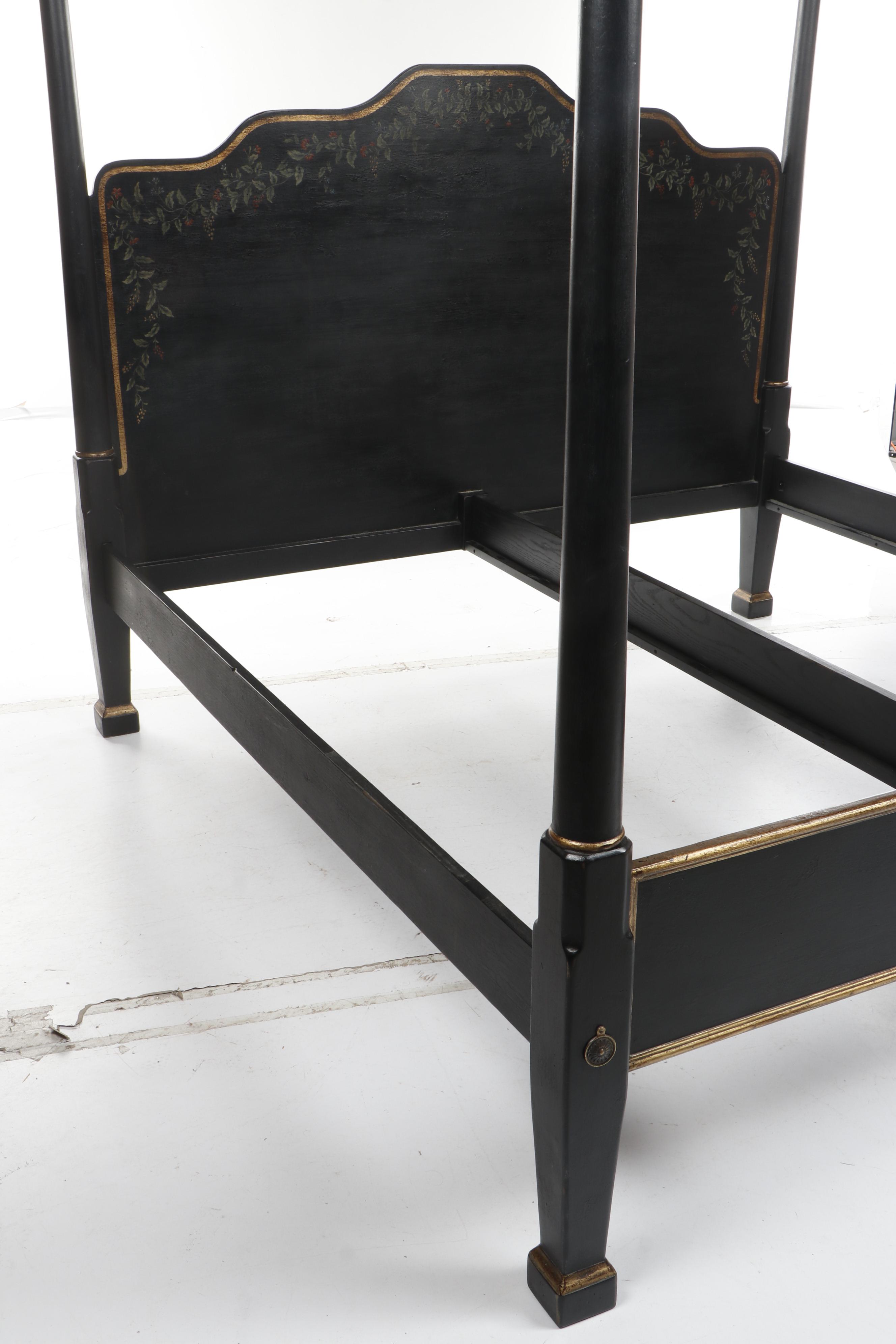 Robert Bergelin Contemporary Four Poster King Size Bed Frame with Step Stool