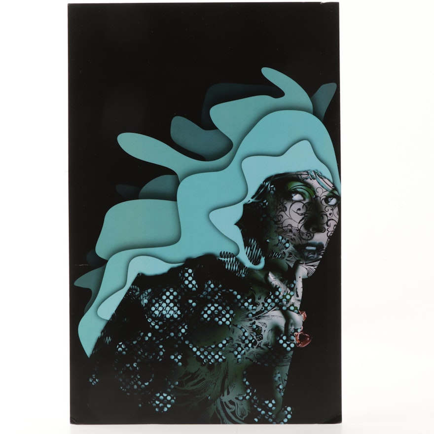 Offset Lithograph "Aqua Queen with Amber Ring"